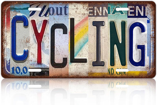 Vintage Sport Metal Tin Sign Cycling License Plate Wall Decor for Home Cafe Bar Pub 12 x 6 Inches