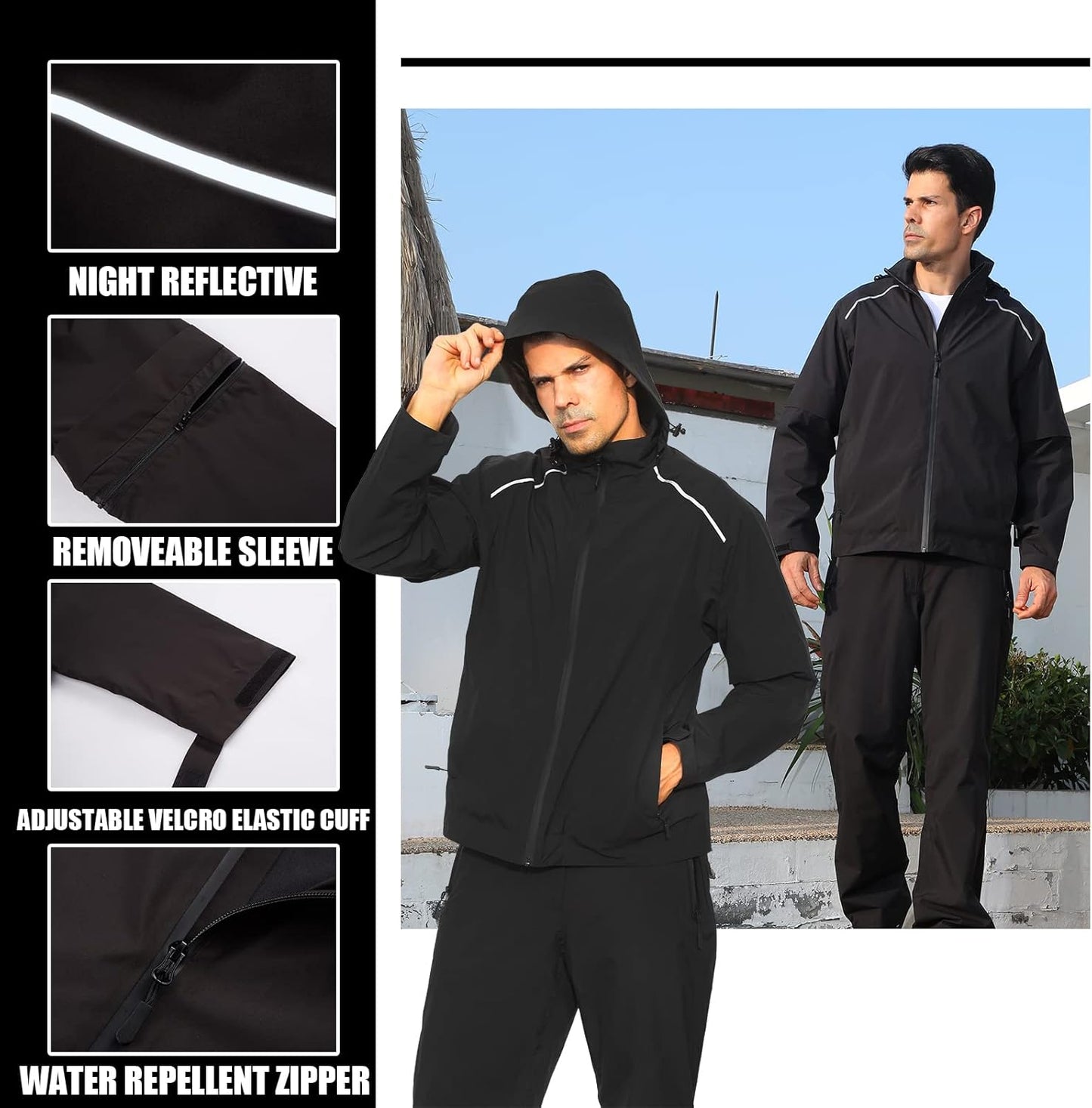 K.E.J. Golf Rain Jacket for Men Waterproof Raincoat Lightweight Jacket Golf Suit for Hiking Cycling Running Camping Traveling