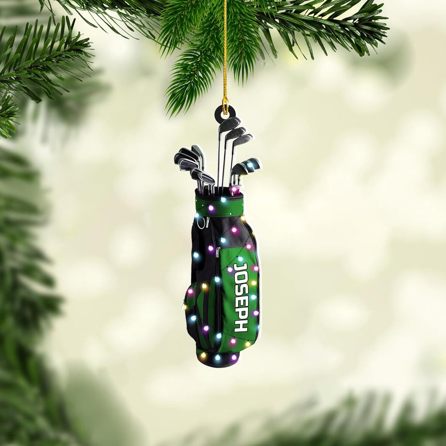 Personalized Golf Ornaments for Christmas Tree 2025 Custom Golf Christmas Ornament Golfing Bag Ornament Sports Golf Cart Ornaments Gift for Golfer Bag Golfing Lovers Hanging Decoration (G14)