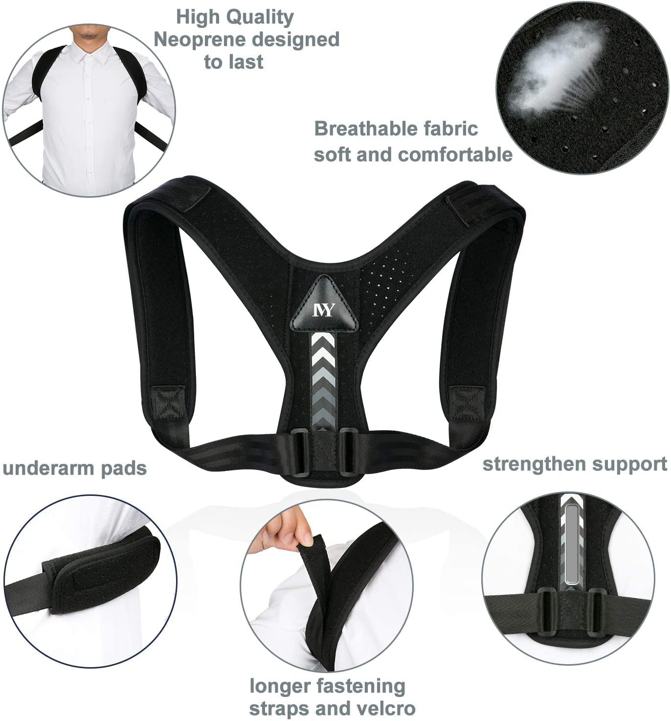 Siebenschläfer Posture Corrector Upper Back Brace Neck Shoulder Back Support Brace Pain Relief Belt For Women Men Braces Spine Straightener Breathable & Adjustable