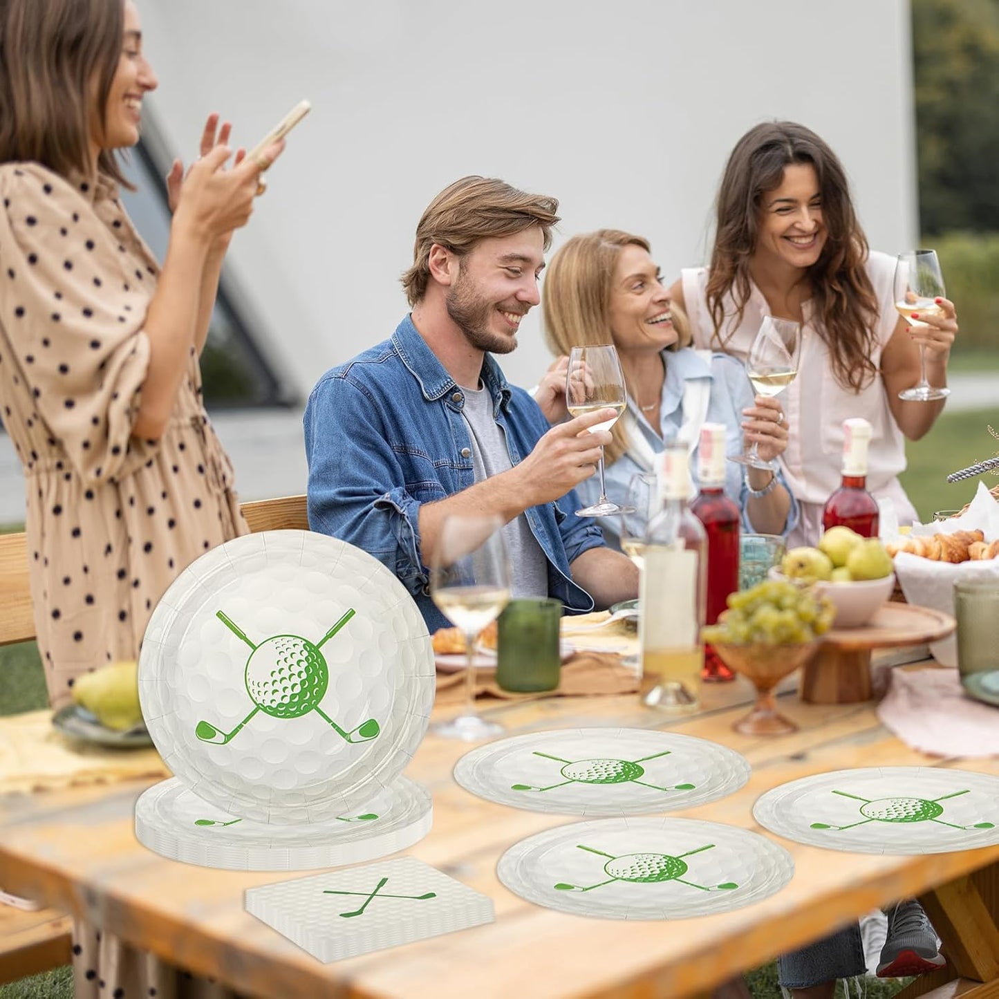 75PCS Golf Party Paper Plates and Napkins - Golf Themed Tableware Set Include 7inch Paper Plates Napkins Forks Disposable Decoration Supplies for Sport Birthday Game Day Party, Serve 25