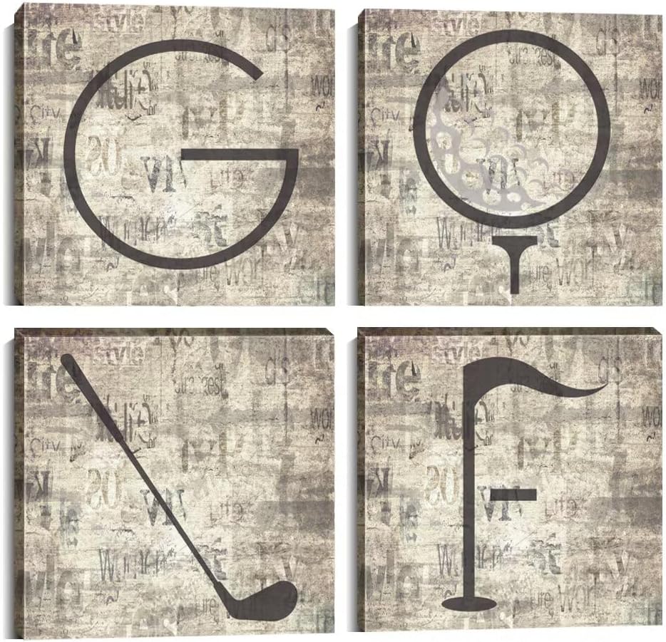 Pankila Golf Canvas Wall Art Golf Pictures Canvas Prints Golf Wall Decor for Living Room Bedroom Bathroom Club Gym Home Decorations Painting Framed Artwork Ready to Hang (24''W x 24''H x 4)