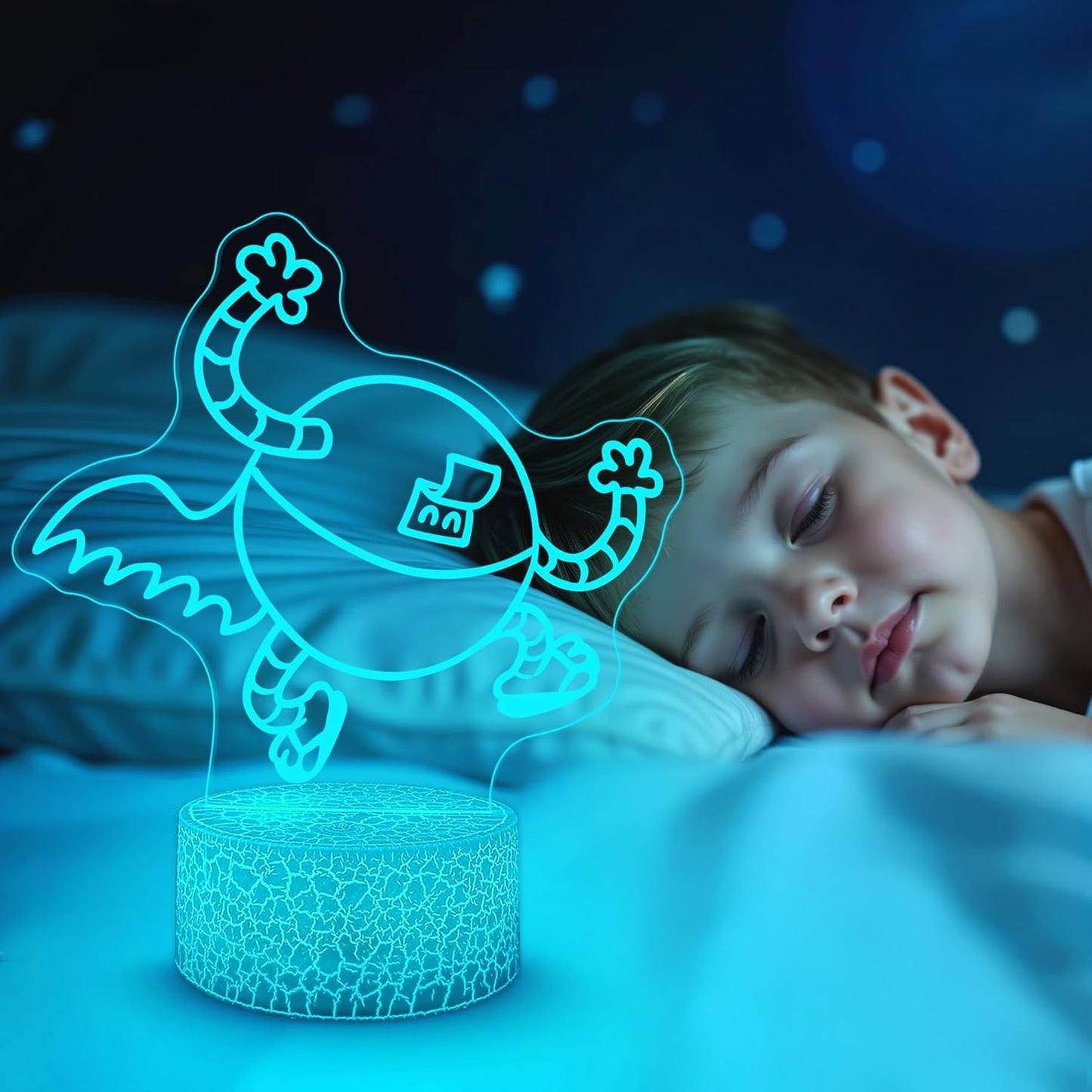 Officially Licensed Dog Man Night Light - Lightning Dude LED Glow Light with Removable 7 Colors Base, Kids Bedroom Decor Bedside Lamp, Night Light for Kids, Christmas Birthday Gifts for Boys & Girls