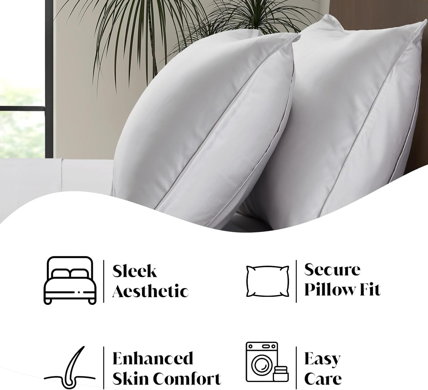 Luxury Bamboo Market | King Envelope Pillowcase Set | 100% Viscose Made from Bamboo | Organically Grown | Ultra Soft | Cooling | 2pcs [Dove Grey(Silver Grey)]