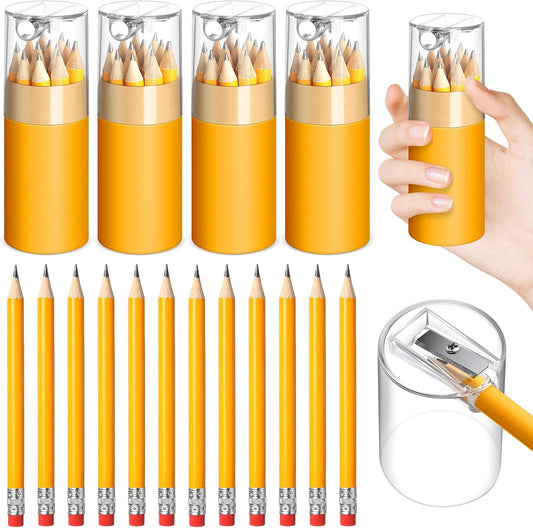 12 Pack Mini Golf Pencils Bulk with Eraser Sharpener 144 Pcs 2hb Pre-sharpened Yellow Half Pencils Short Pencil Gift for Kids Operation Christmas Items Classroom Party Favor Supplies Golf