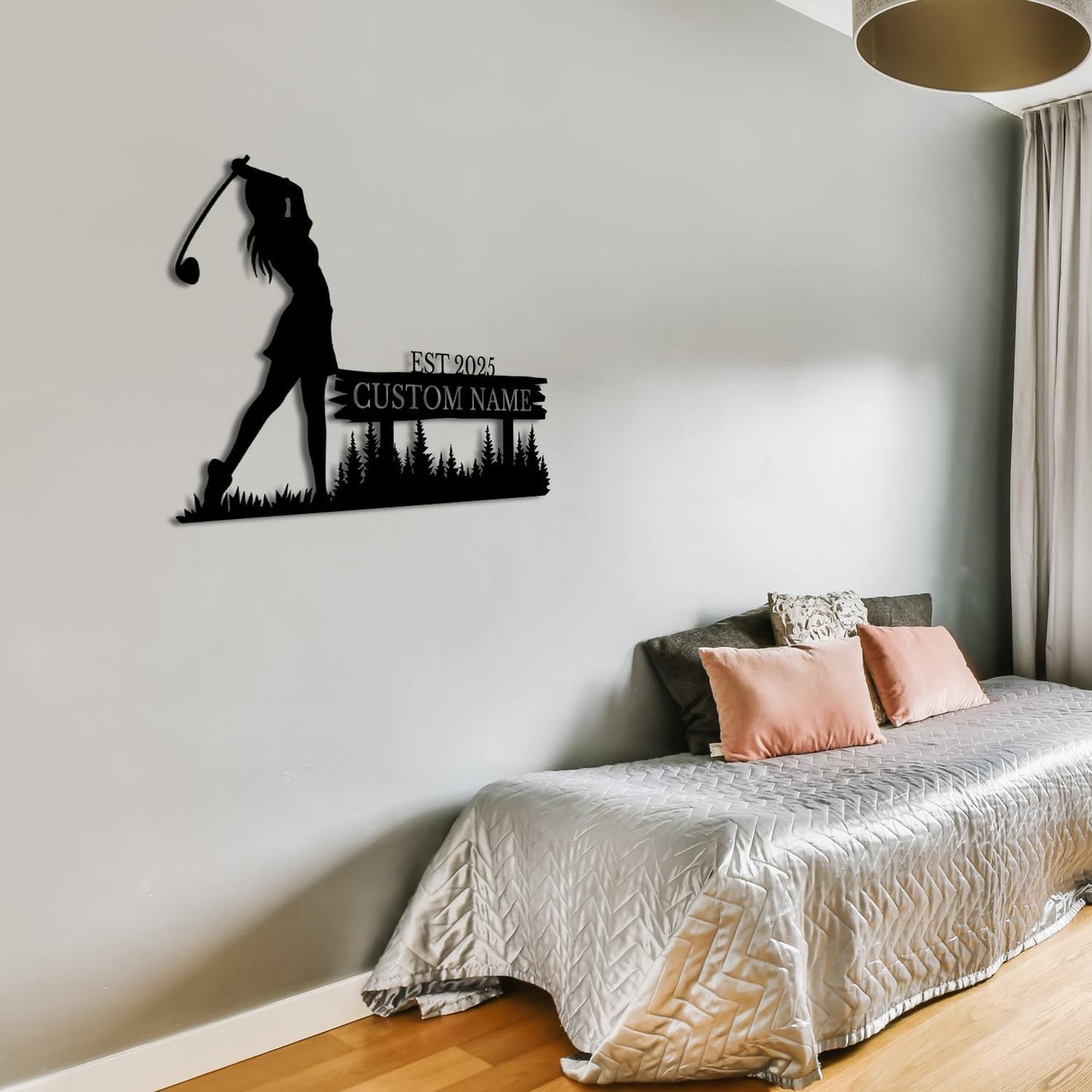 Personalized Custom Crossed Golf Metal Wall Art,Personalized Golfer Name Sign Decoration For Room,Hole Golf Club Decoration (Style-2)