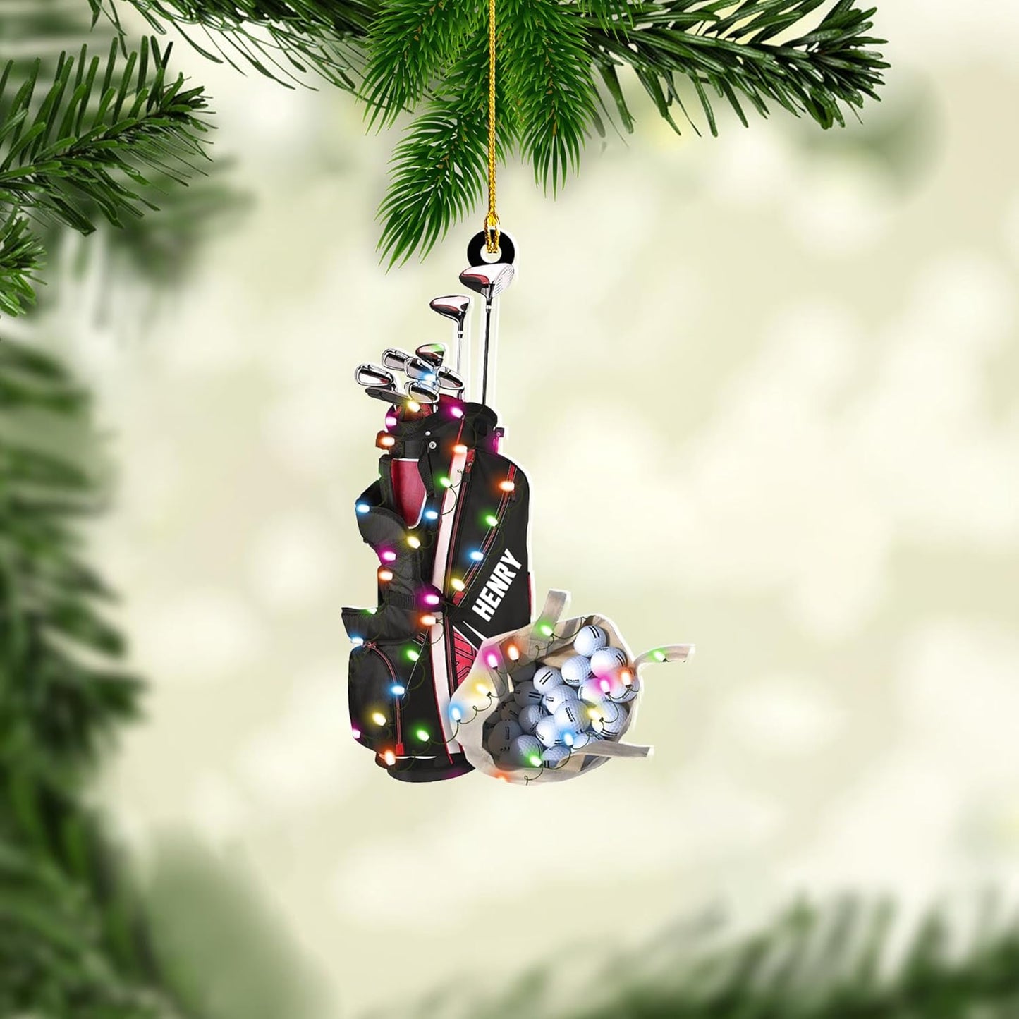 Personalized Golf Ornaments for Christmas Tree 2025 Custom Golf Christmas Ornament Golfing Bag Ornament Sports Golf Cart Ornaments Gift for Golfer Bag Golfing Lovers Hanging Decoration (G4)