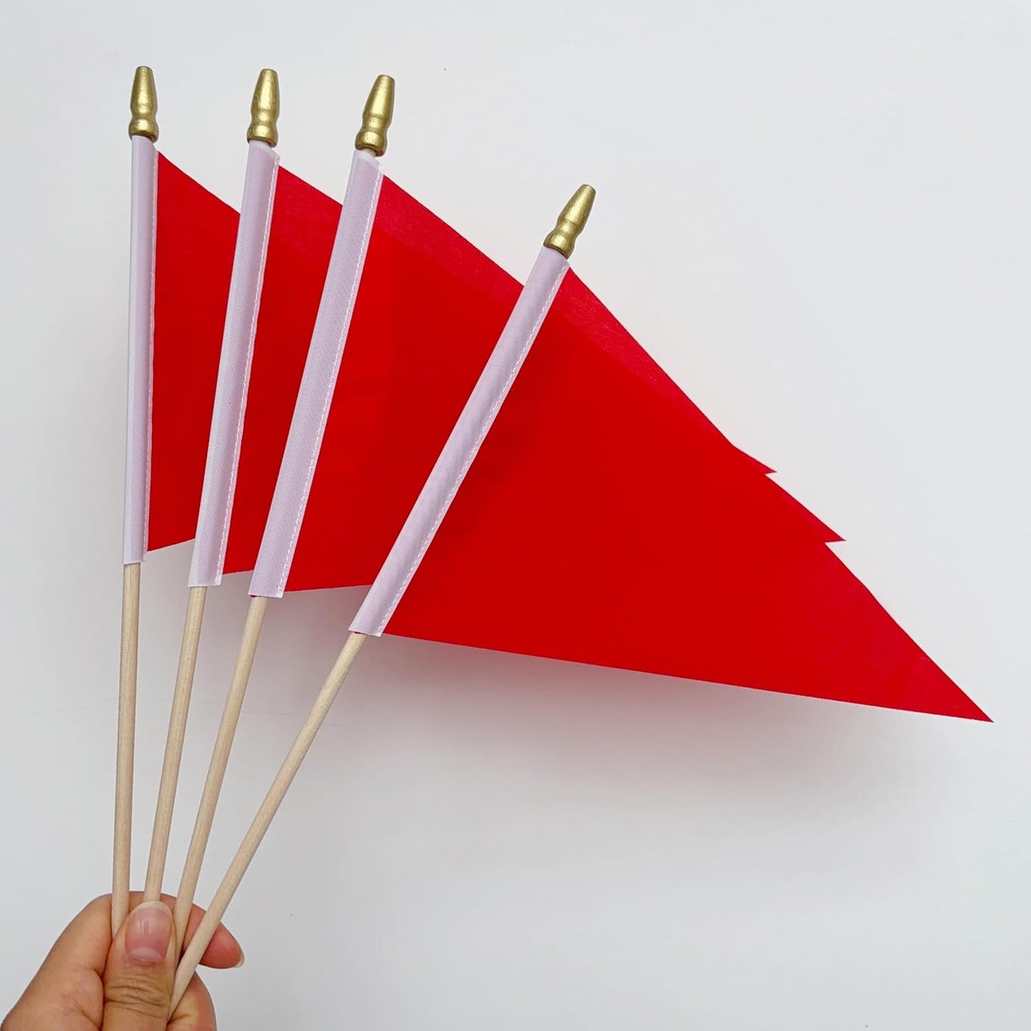 20 Pack Solid Color Red Blank Pennant Flags on Wood Stick Small Mini Plain DIY Graffiti Flags,Decorations for Parades,Grand Opening,Kids Birthday,Sports Clubs,5x8 Inch