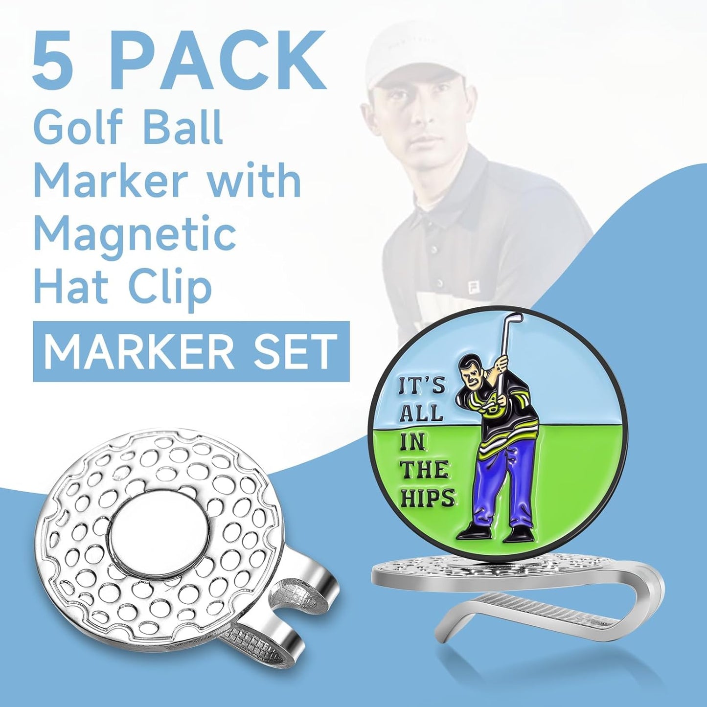 Magnetic Golf Ball Marker Clips, Funny Golf Ball Markers with Magnetic Clip, Enamel Golf Ball Markers Hat Clip Magnet for Men Women Golfer Gifts