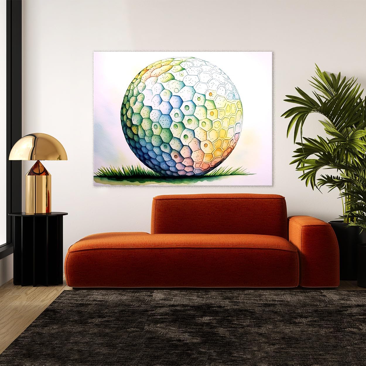 Sense Canvas Golf Ball Watercolor 27 Canvas Art - Home Decor Wall Art Print Poster Painting Large 40x30 / 0.75"