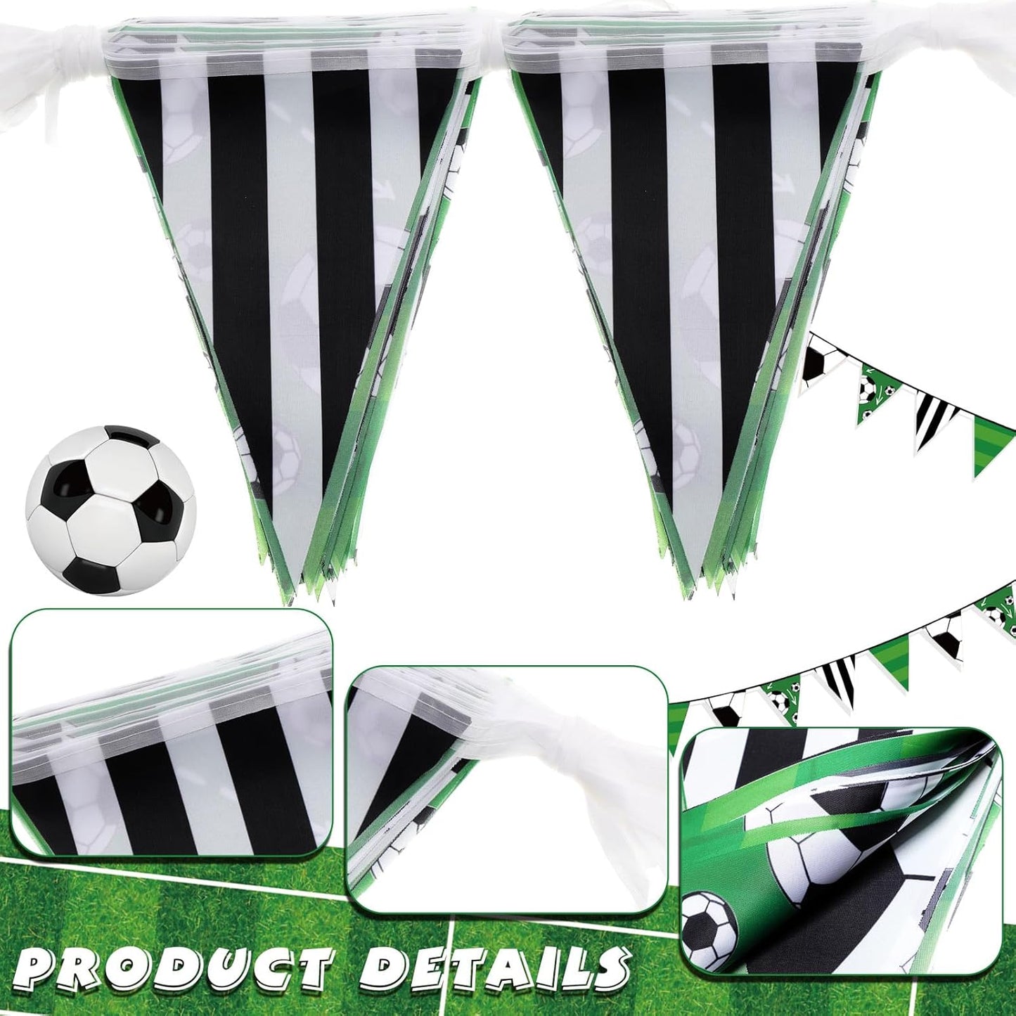 VitalCozy 4 Pcs 131 ft Soccer Pennant Banners Party Decorations American Soccer Theme Triangle Flags Garland Bunting for Birthday Camp BBQ Party Supplies Home Outdoor Hanging Decor