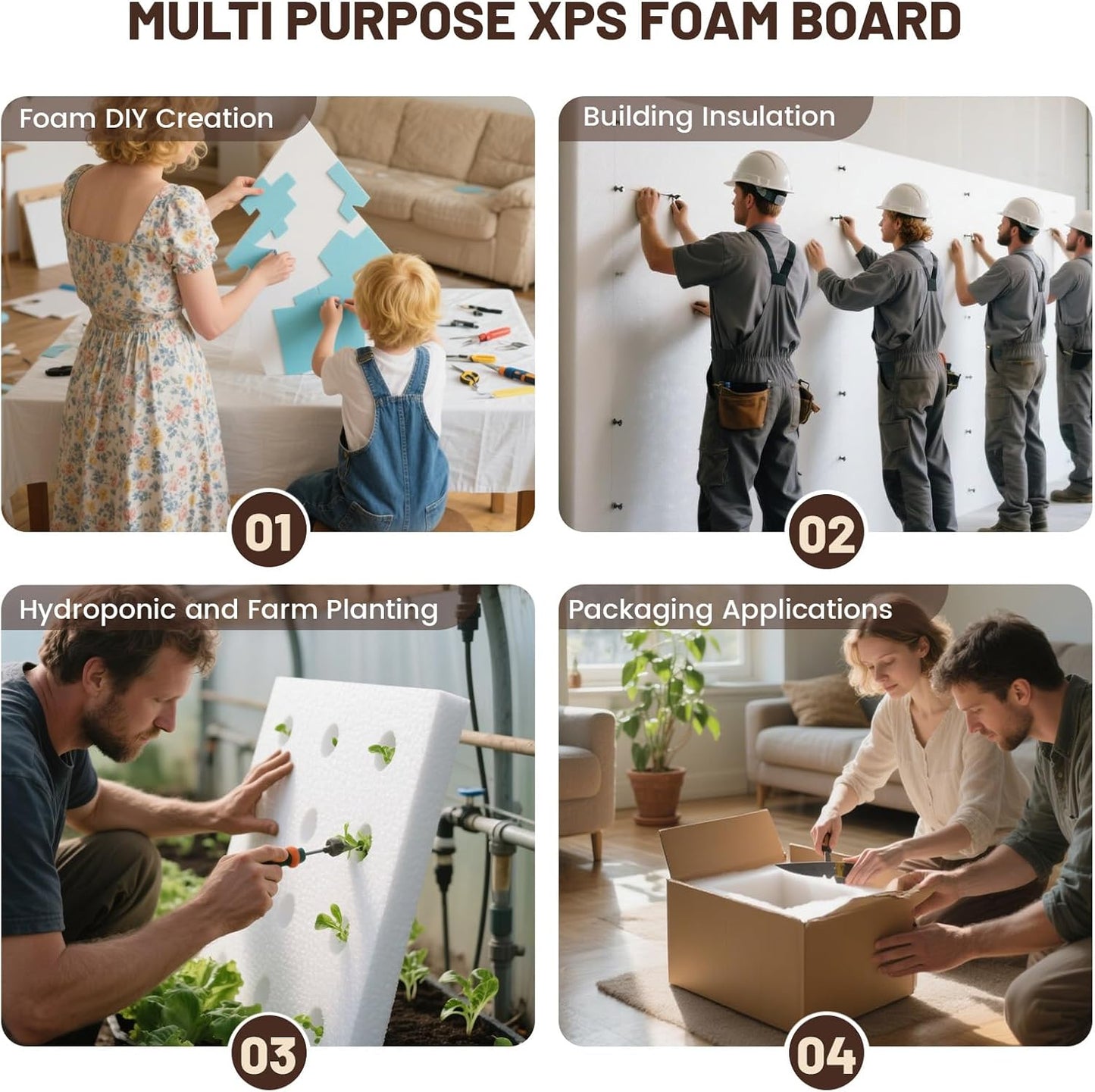 High Density XPS Foam Board,4 Pack 15.6x11.7x0.79in Polystyrene Craft Foam Sheets, Rigid and Easy to Shape,DIY Modeling Art Projects, Party Decoration, Foam Cosplay,Carve, Heat Insulation