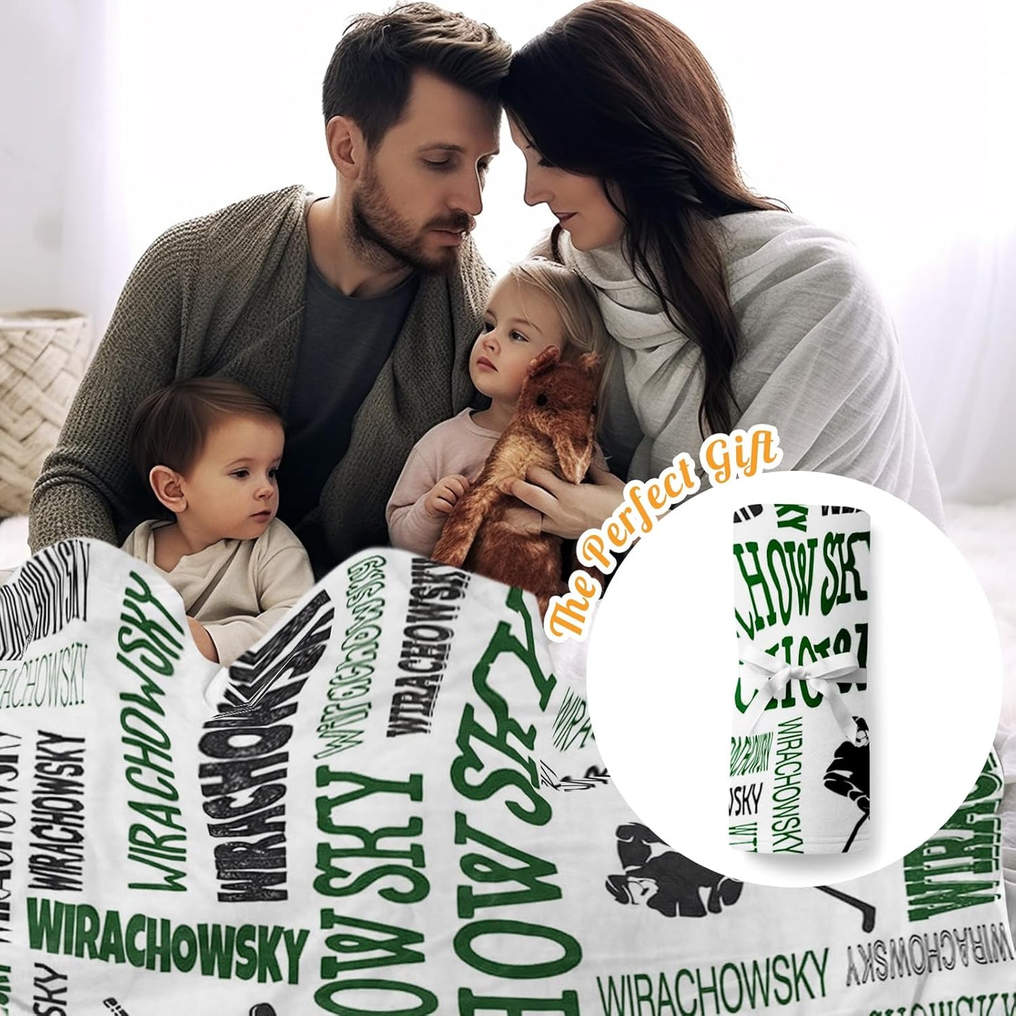 Custom Name Hockey Blanket - Personalized Names Soft Plush Flannel Throw Blankets for Baby Kids Teen Boys Holidays Birthdays Gifts Color11