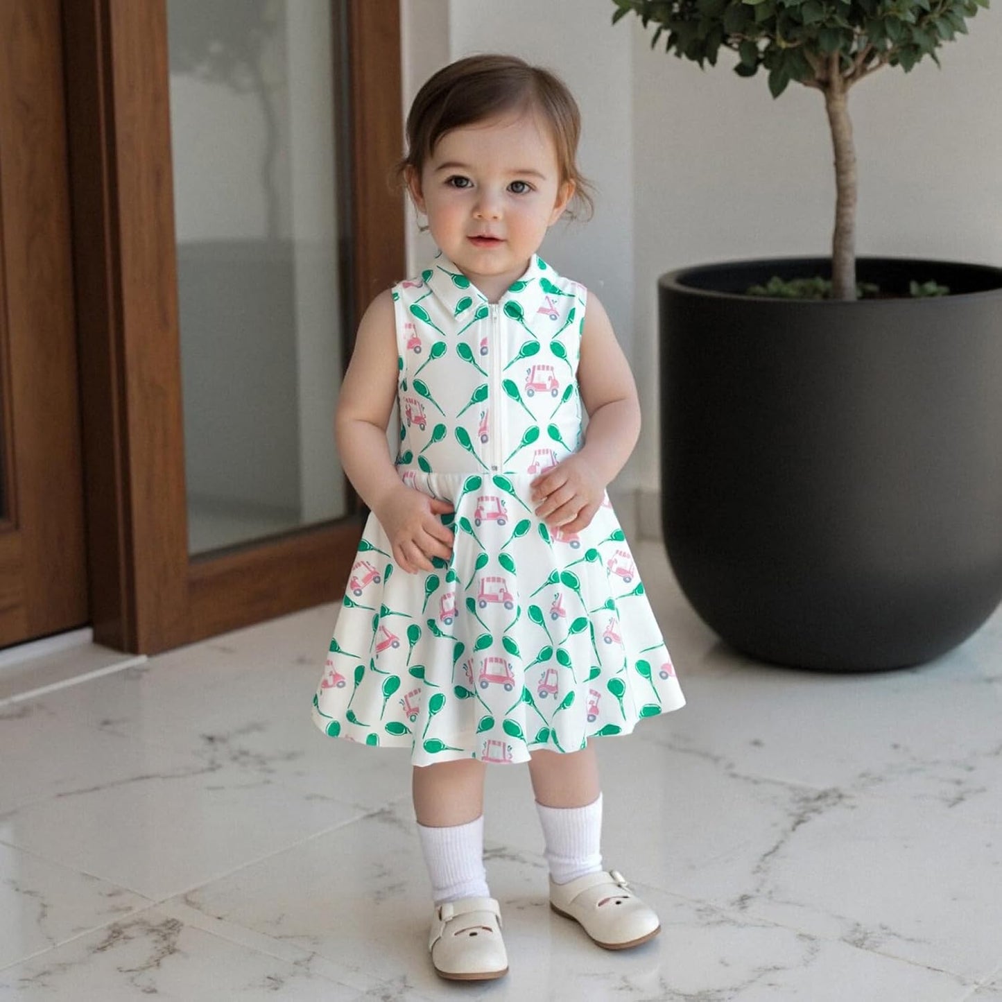 Little Girls Mardi Gras Outfit Toddler Sleeveless A Line Sun Dress Kids Zipper Party Dresses Spring Summer Clothes