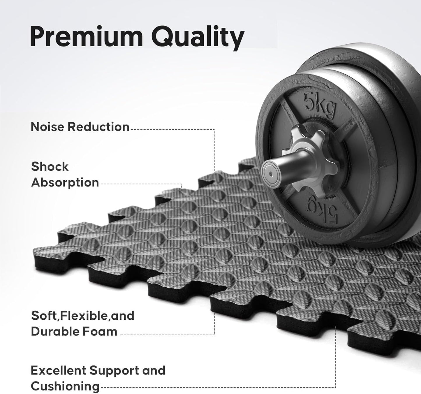 Home Gym Mat, Puzzle Exercise Mat, EVA Interlocking Foam Floor Tiles for Home Workout Equipment and Kids' Play Areas - Black, 24 in x 24 in x ½ in - 32 Tiles (Black, 32 Pack, 128 SQ FT)