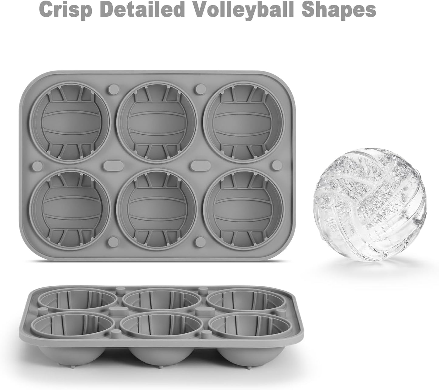 Nax Caki 3D Volleyball Ice Cube Tray, Large Volleyball Silicone Fun Shapes Whiskey Ice Mold with Funnel for Cocktails, Bourbon,Brandy, Whiskey Gifts for Men