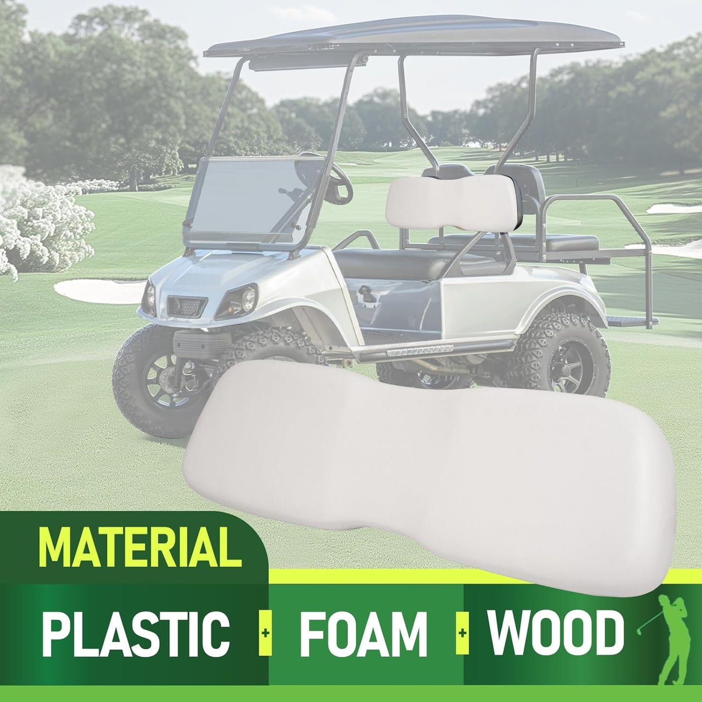 Seat Back Cushion Front Compatible with 2000.5-up Club Car DS Golf Cart Seat Backrest Wood Plastic Foam