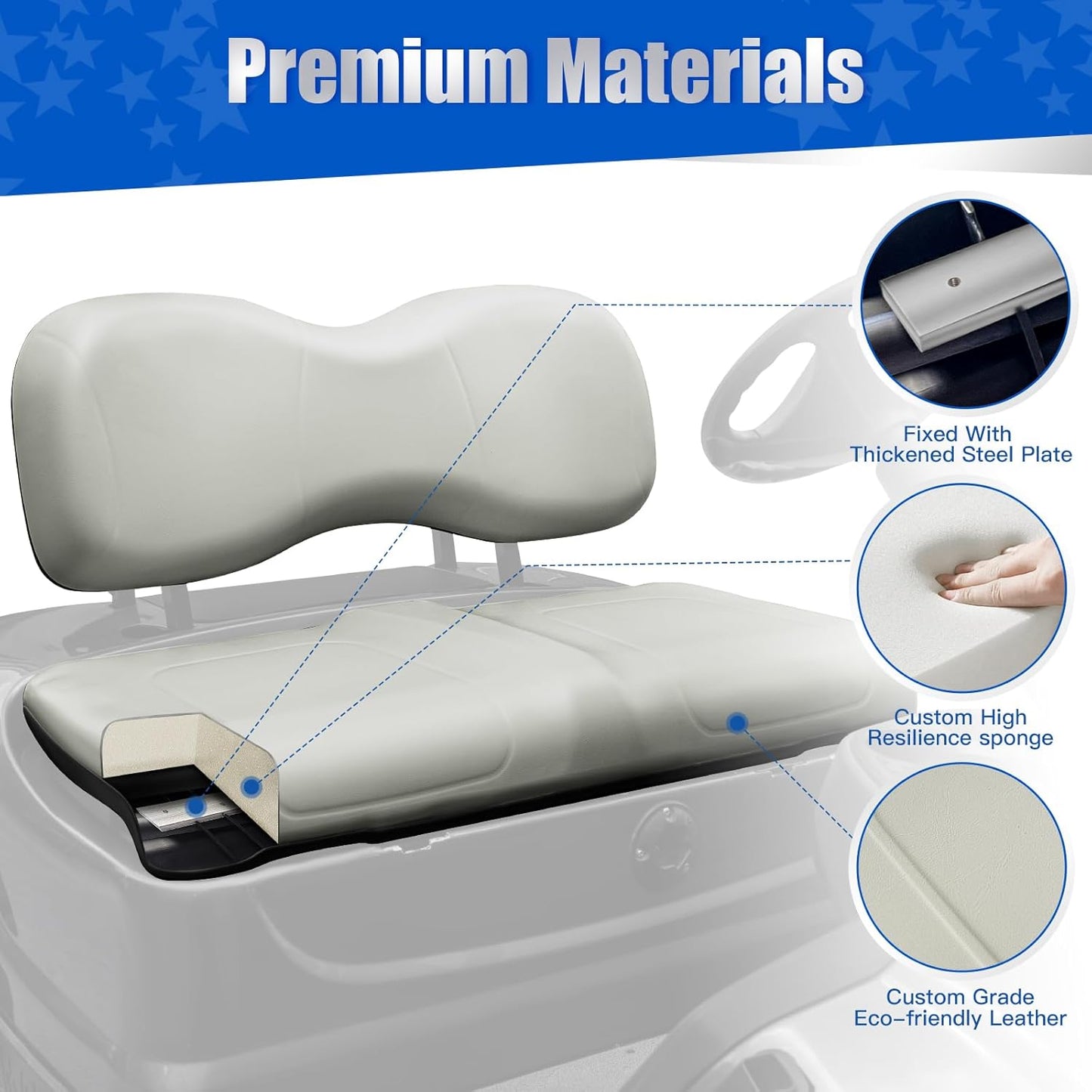 NOKINS Golf Cart Front Seat Cushion kit for Yamaha G29-2/Drive2 2017+ (Oyster Gray)