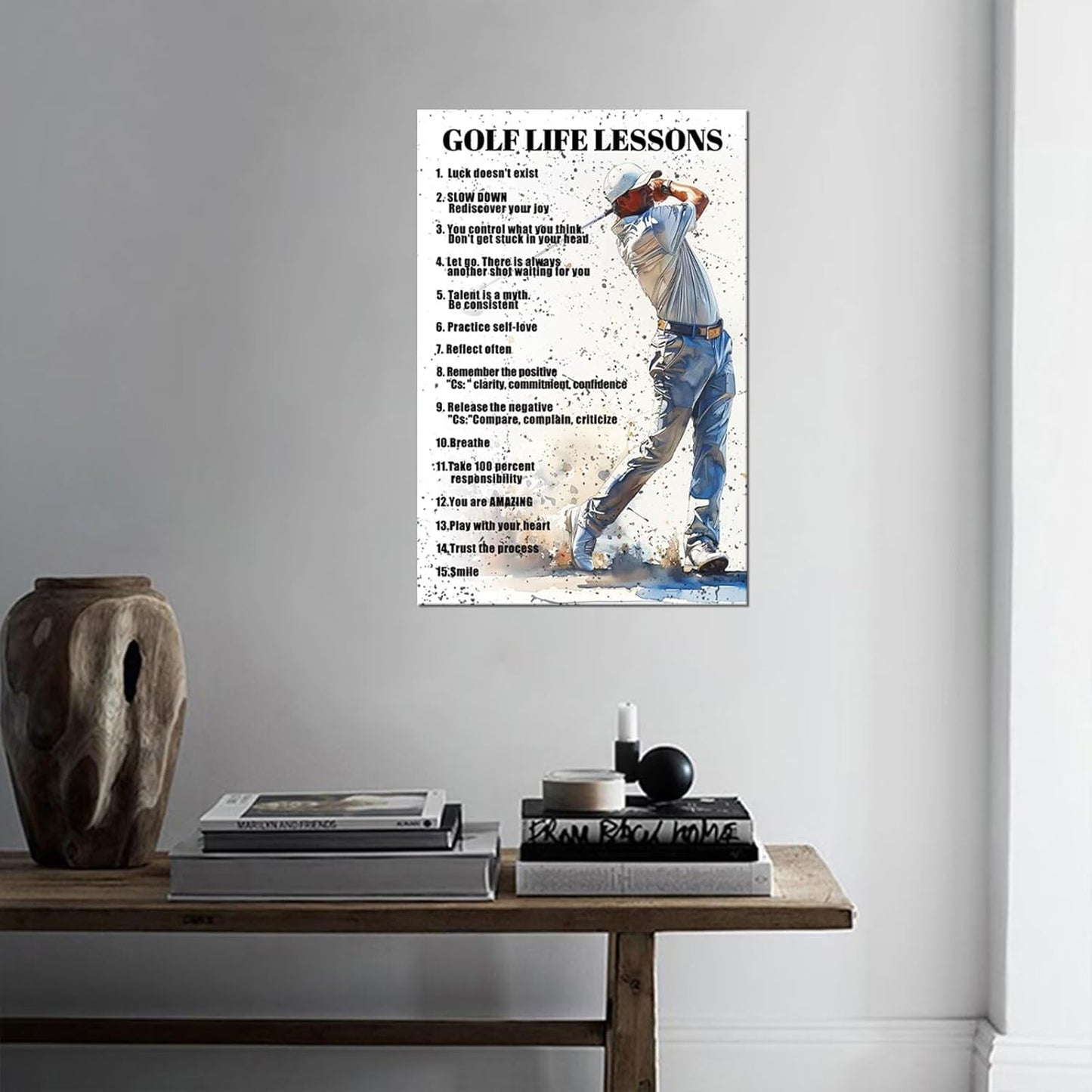 Golf Wall Art Golf Sports Poster Inspirational Quotes Picture Wall Decor Canvas Print Golf Sign Painting Artwork for Living Room Office Club Home Decorations Framed Ready to Hang (24 x 36 inch)