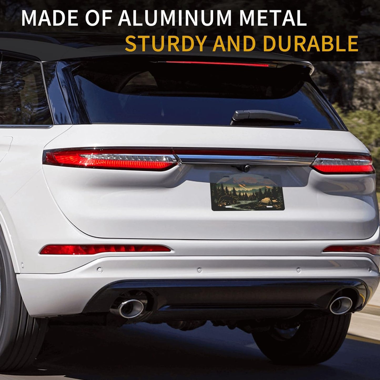 Custom License Plate Personalized Forest Bear Funny Aluminum Front License Plates Decorative Rust-Free Metal Car Plate Covers for Women Men Car Tag Accessories fit Truck SUV Rv 12 X 6 in