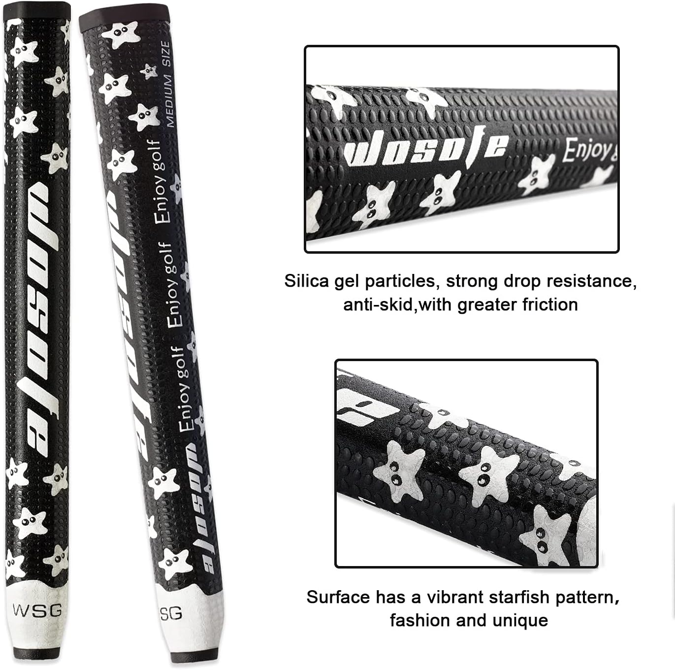 Golf Putter Grip LightWeight Non-slip Midsize 55g 3.0 Silica Gel Particle Eva Rubber Men Women Starfish Pattern Several Colors to Choose
