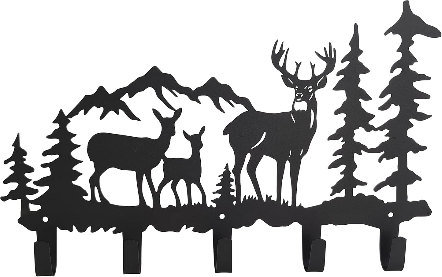 Metal 5-Hook Deer Storage, Powder Coated Wall Mount, 15.8x9.65x1.1 inches, 35lbs Capacity, for Entryway, Hallway, Office, Kitchen, Living Room Decor