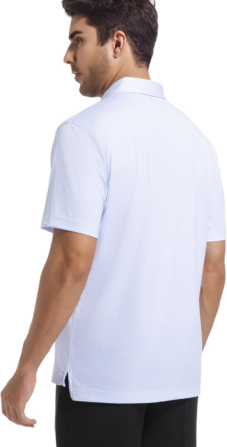 Alex Vando Mens Golf Shirt Moisture Wicking Classic Print Golf Shirts for Men