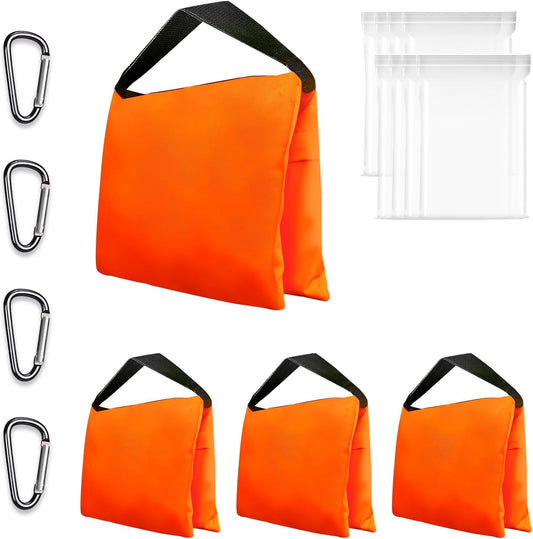 EMART Heavy Duty Sandbag Photo Studio Weight Bag Saddlebag Design for Photography Light Stand Tripod, Outdoor Patio, Sports, Pop up Tent, Umbrella Base, Camping, Fishing Chair -4 Packs Set(Orange)