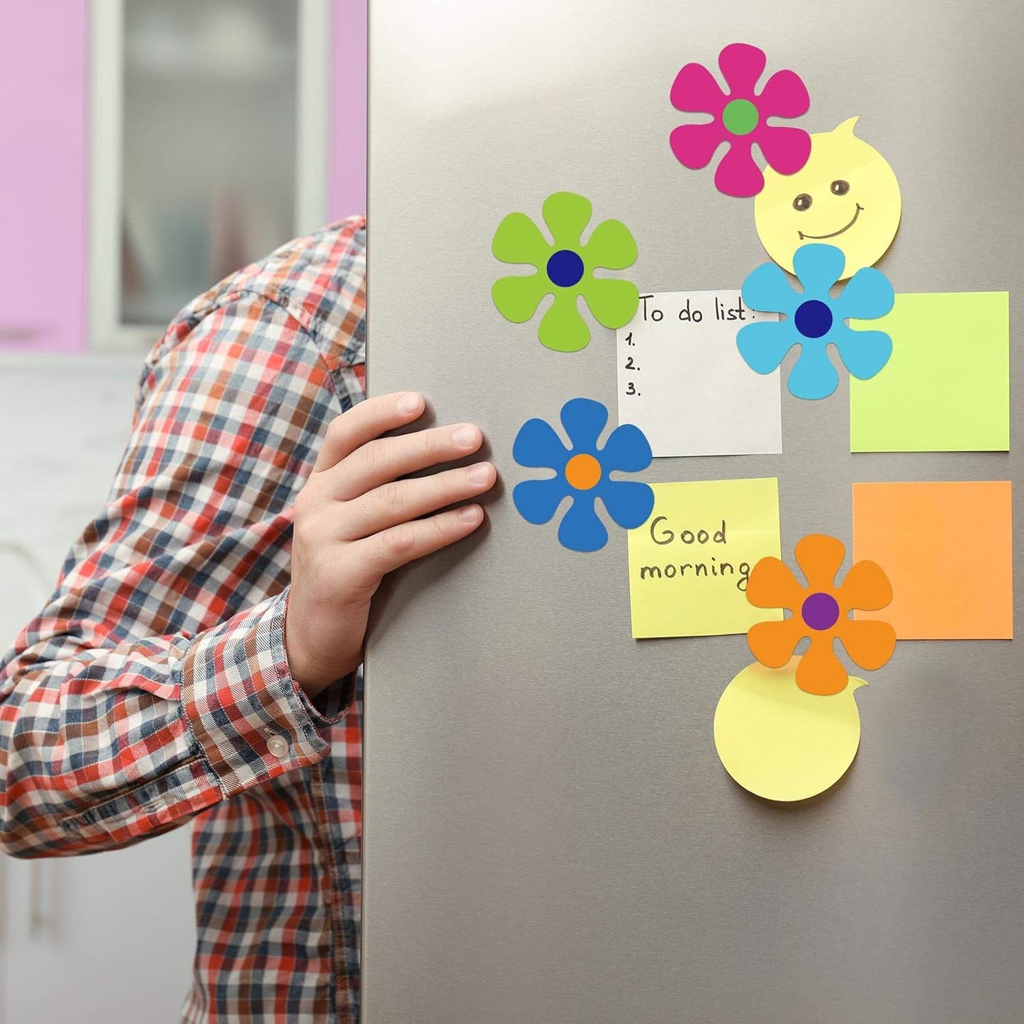 Outus Car Flower Magnet Funny Magnetic Decals Decorations Cute Fridge Magnets 60s Flower Cutout Magnet for Car Home Door Refrigerator (24 Pieces,3.9 x 3.9 Inch)