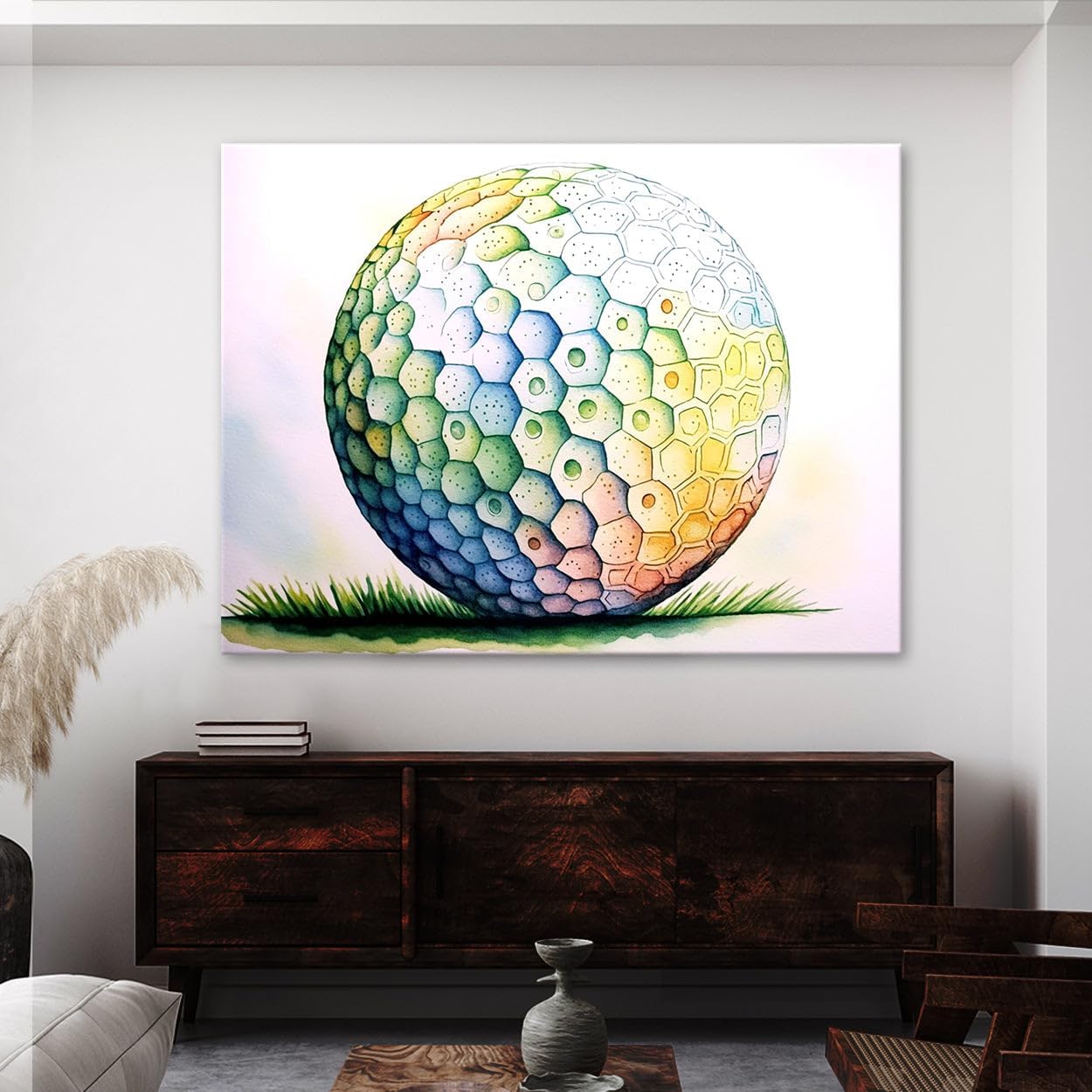 Sense Canvas Golf Ball Watercolor 27 Canvas Art - Home Decor Wall Art Print Poster Painting X-Large 48x36 / 1.5"