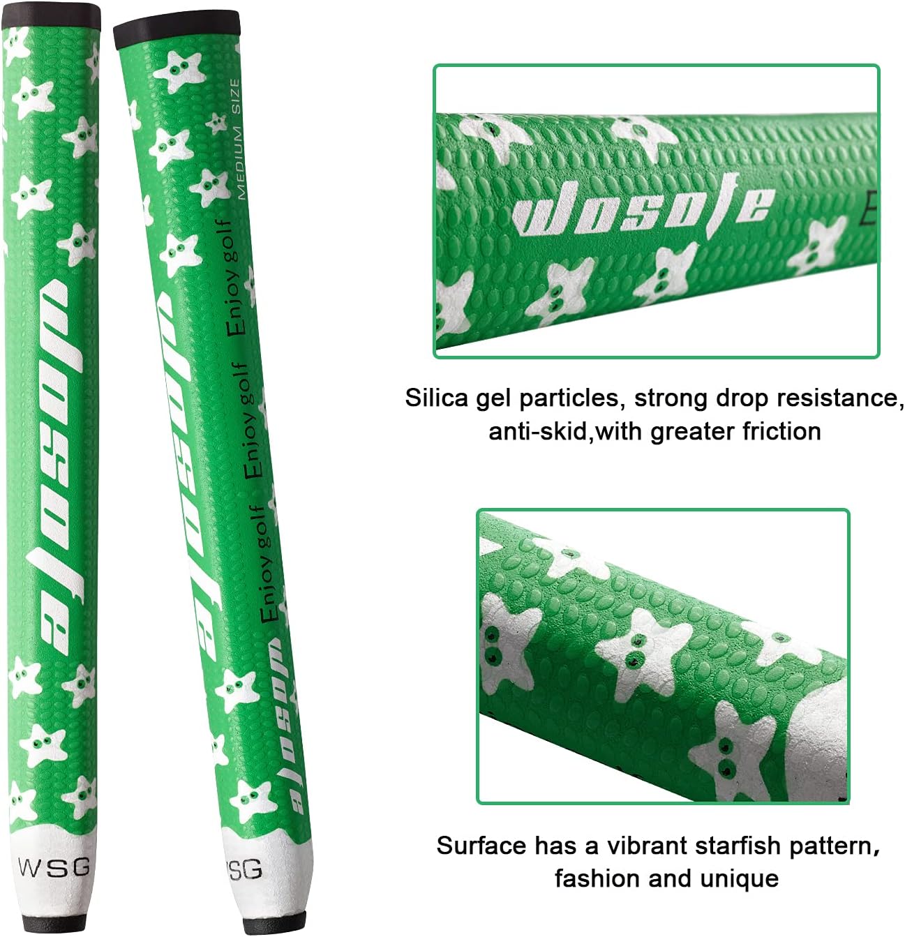 Golf Putter Grip LightWeight Non-slip Midsize 55g 3.0 Silica Gel Particle Eva Rubber Men Women Starfish Pattern Several Colors to Choose