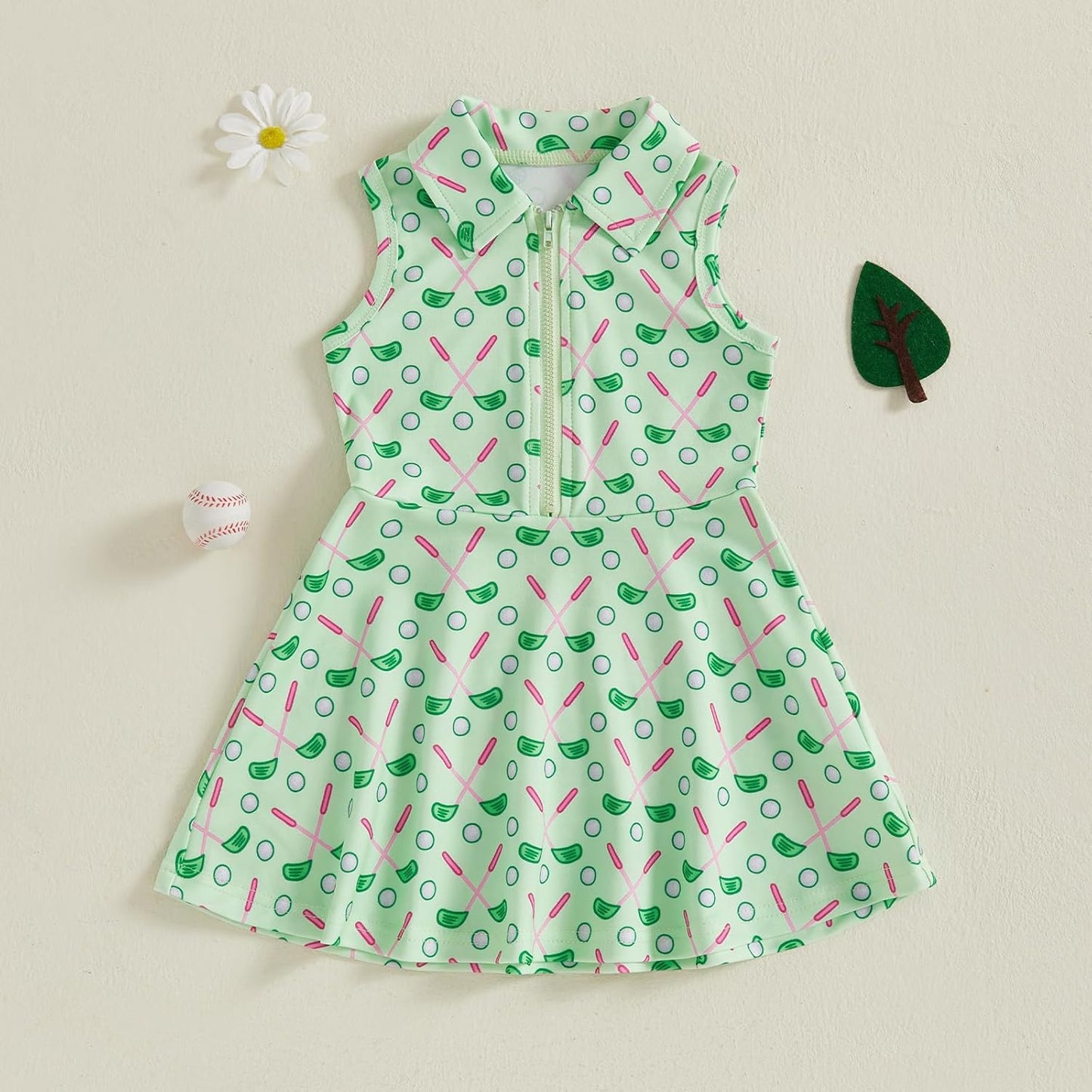 Little Girls Mardi Gras Outfit Toddler Sleeveless A Line Sun Dress Kids Zipper Party Dresses Spring Summer Clothes