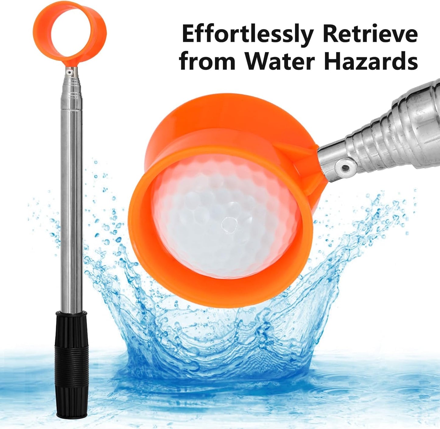 Telescopic Golf Ball Retriever (9/12ft) | Picker Upper Tool | Premium Stainless Steel & Double-Sided Head