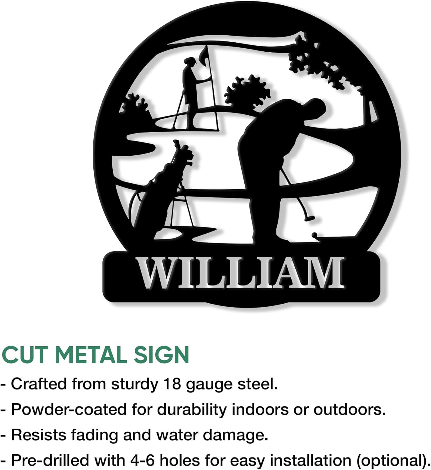 Personalized Golf Metal Sign – Custom Golfer Name Wall, Fence, Yard, Porch, Patio, Home, Office, or Man Cave Decor – Gifts for Dad, Husband, Boyfriend, Son, or Golf Lover on Birthday or Holiday
