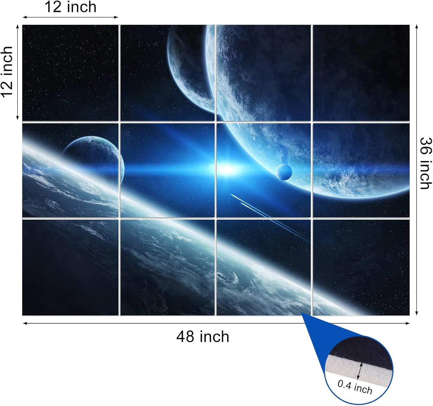Dmsky Art Acoustic Panels,48“x36”Acoustical Wall Panel, Decorative Sound Absorbing Panel for Walls, Studio Acoustic Treatment Soundproof Wall Panel（12 Pack,Space）
