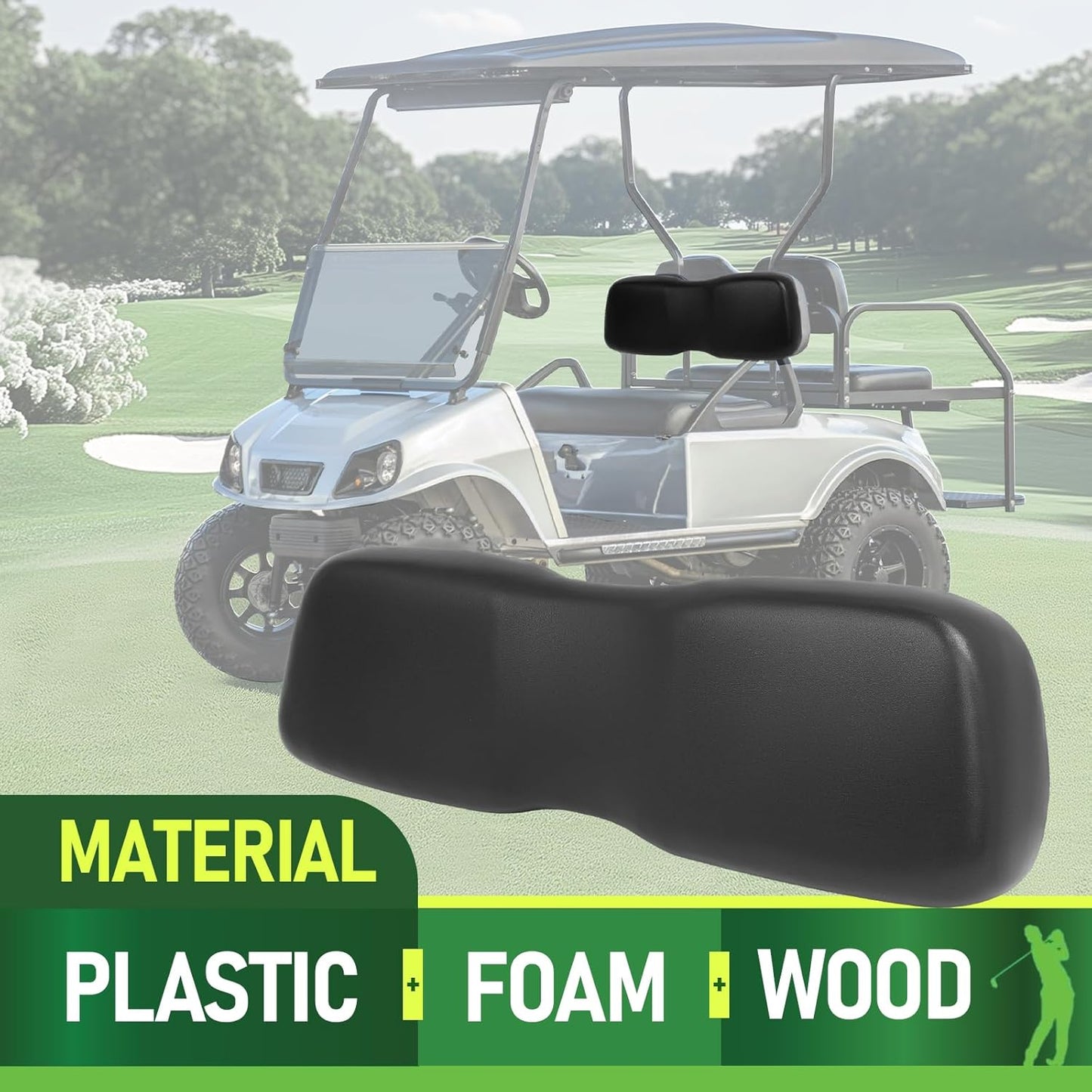 Seat Backrest Front Compatible with 2000.5-up Club Car DS Golf Cart Seat Back Cushion Black Plastic Foam Wood