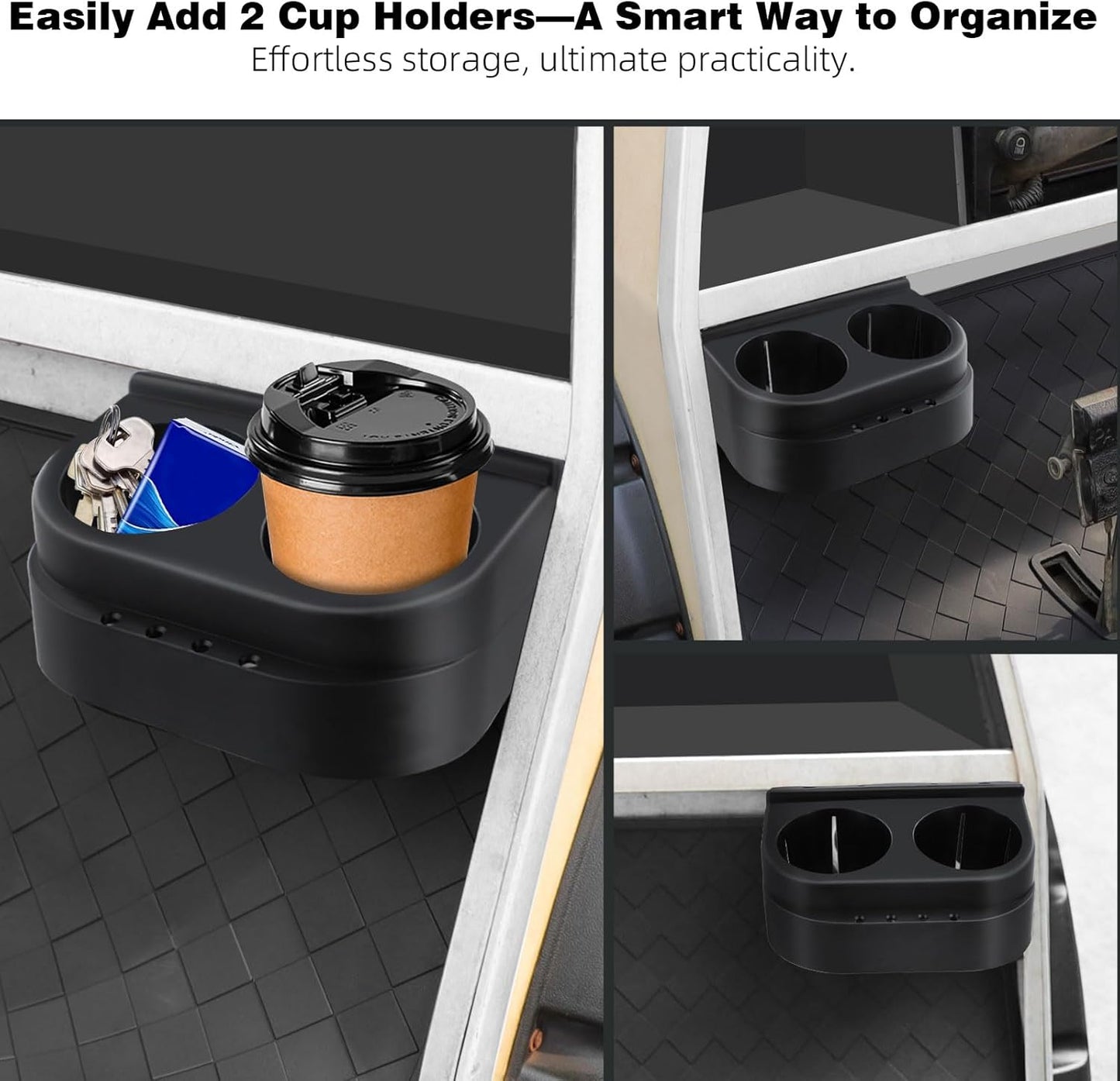 Roykaw Golf Cart Dual Cup Holder Compatible with Club Car DS 1993-Newer G&E Models, DS Cup Drink Holder, OEM# 1016811, 101708301, 2 Pack