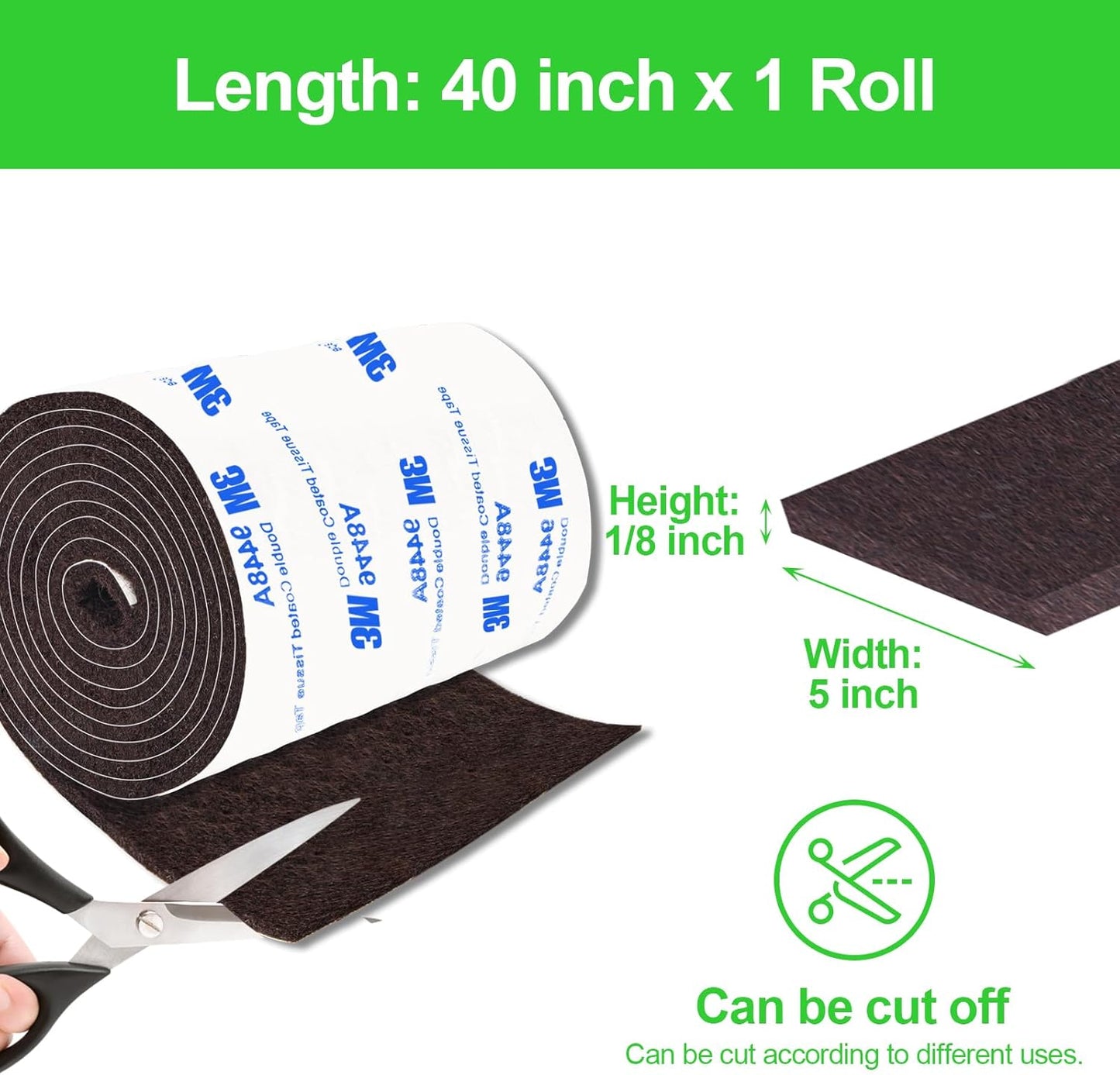 Furniture Pads, Adhesive Felt Tape, 1 Roll 5"x 40" Brown Felt Pads, Floor Protectors