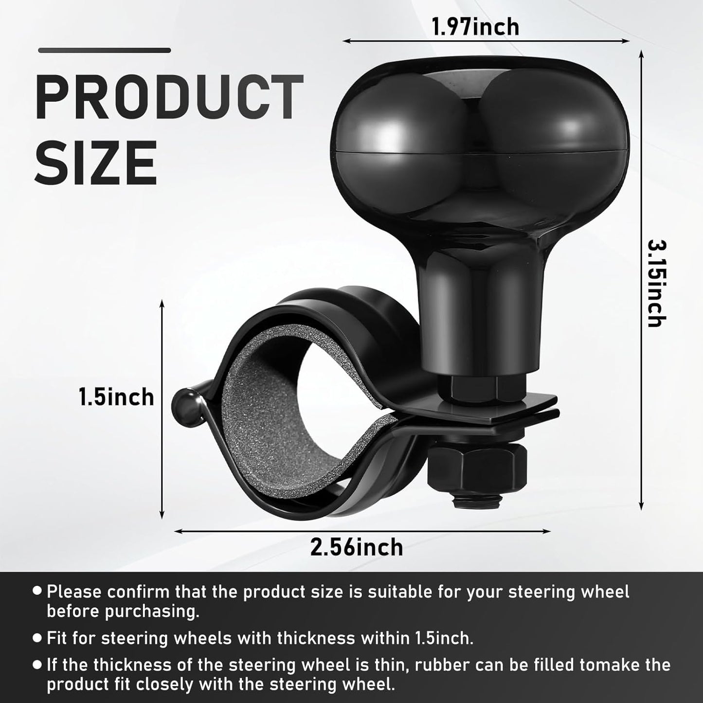 Tallew 2 Pieces Steering Wheel Knob Spinner Suicide Knobs Steering Wheel 360 Degrees Rotation Tractor Accessories for Cars, Trucks, Tractors, Boats, Golf Carts (Black)