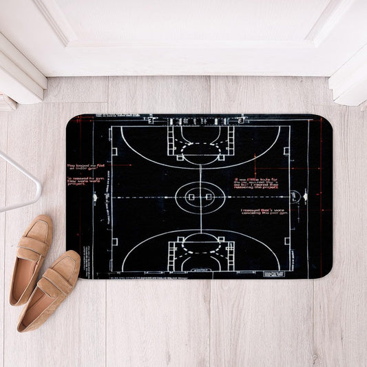 Feelyou Basketball Soft Fleece Door Carpet Ball Sport Game Polyester Bath Rug for Kids Boys Girls Sport Theme Non Slip Bath Mat Basketball Court Plan Bathroom Floor Indoor Doormat,20x32 Inch