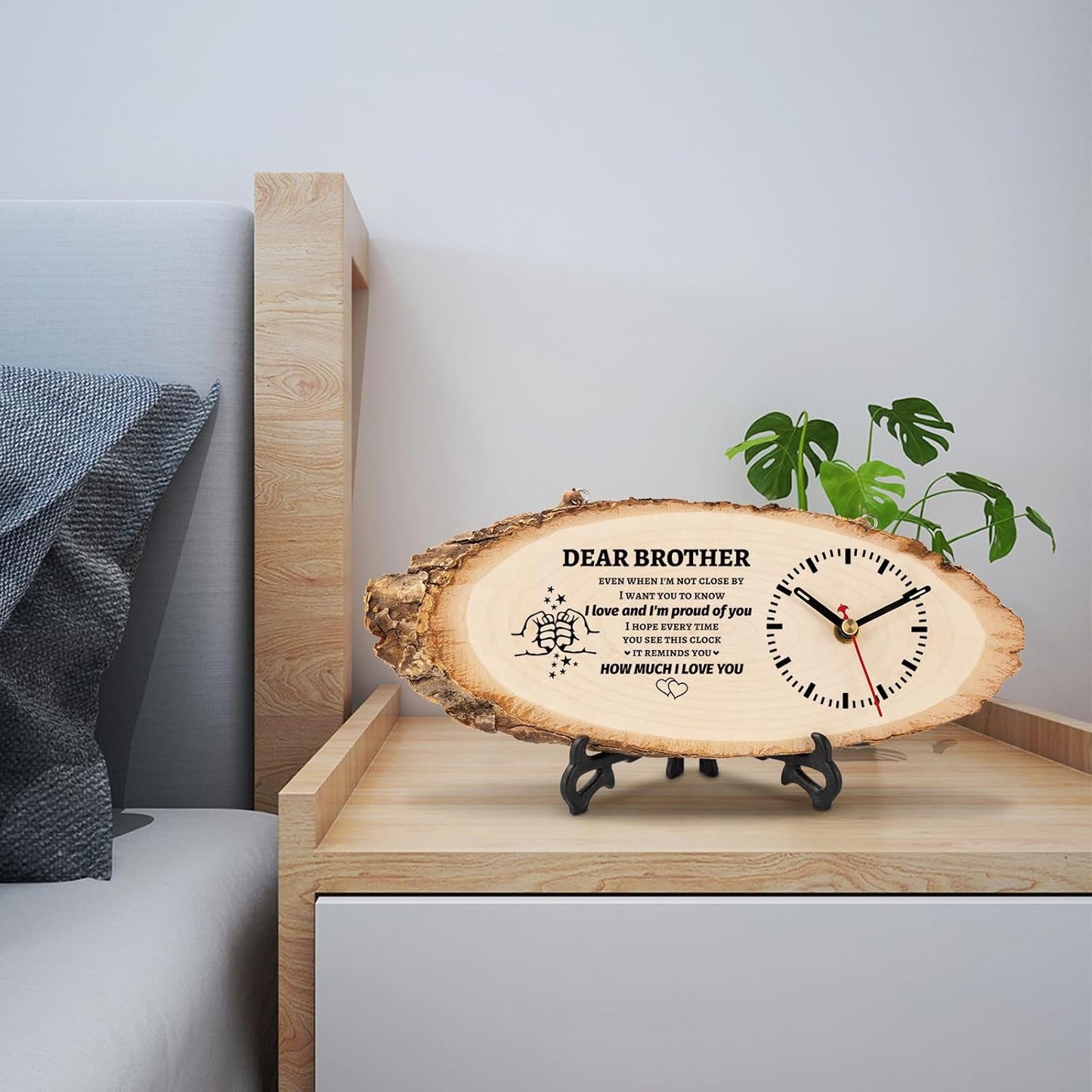 BeauGift Gifts for Brother, Christmas Wooden Clock Gift for Brothers from Sister Men Friend,Brothers Christmas Birthday Present for Brother in Law to My Brother