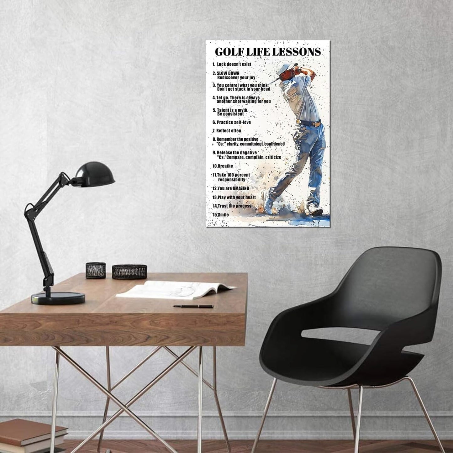 Golf Wall Art Golf Sports Poster Inspirational Quotes Picture Wall Decor Canvas Print Golf Sign Painting Artwork for Living Room Office Club Home Decorations Framed Ready to Hang (24 x 36 inch)