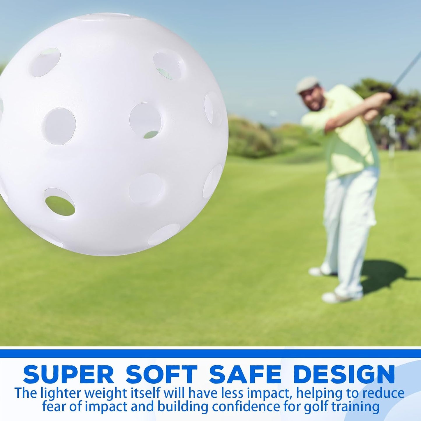 24 Pack Practice Golf Balls 42 mm Limited Flight Plastic Golf Training Airflow Hollow Ball for Driving Range Swing Practice Backyard Indoor Outdoor Home