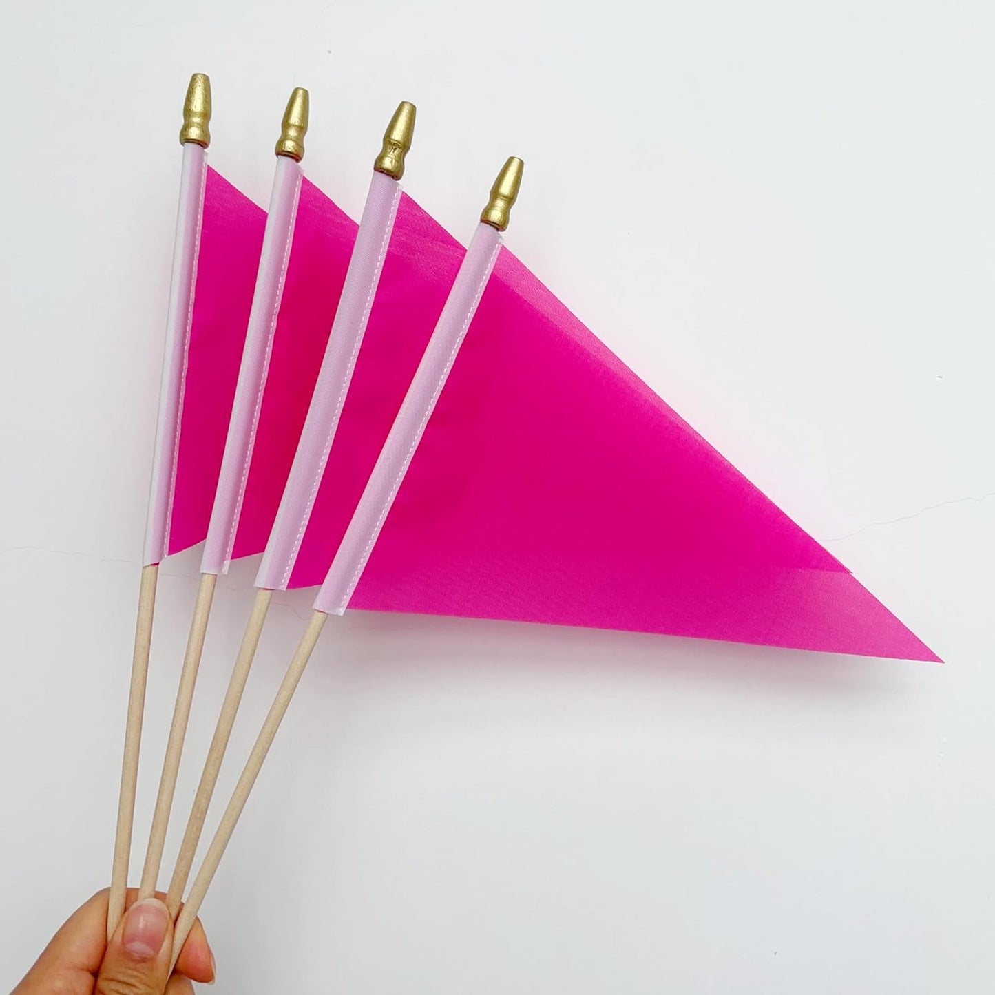 20 Pack Solid Color Pink Blank Pennant Flags on Wood Stick Small Mini Plain DIY Graffiti Flags,Decorations for Parades,Grand Opening,Kids Birthday,Sports Clubs,5x8 Inch