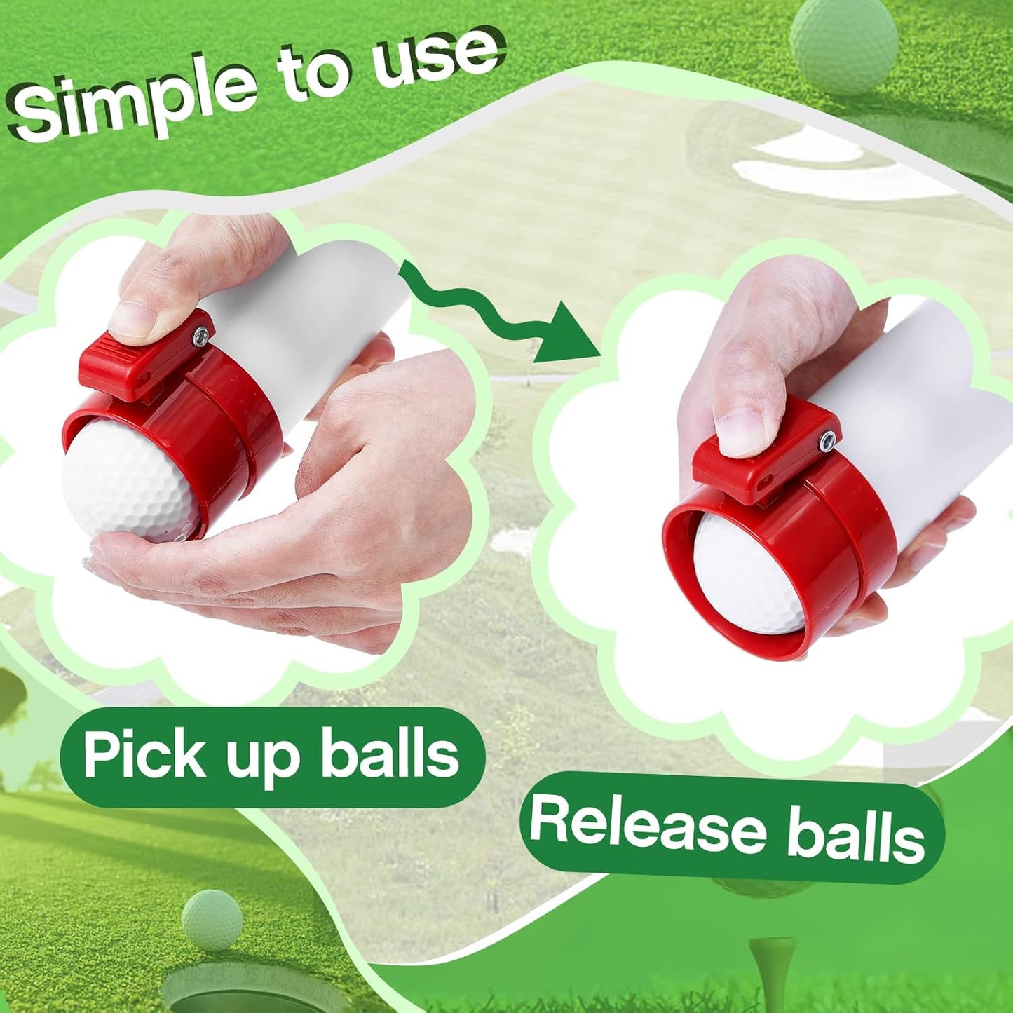 Deekin 2 Pieces Golf Ball Picker Plastic Clear Golf Ball Retriever Collector Golf Ball Pickup Tool Shag Tube