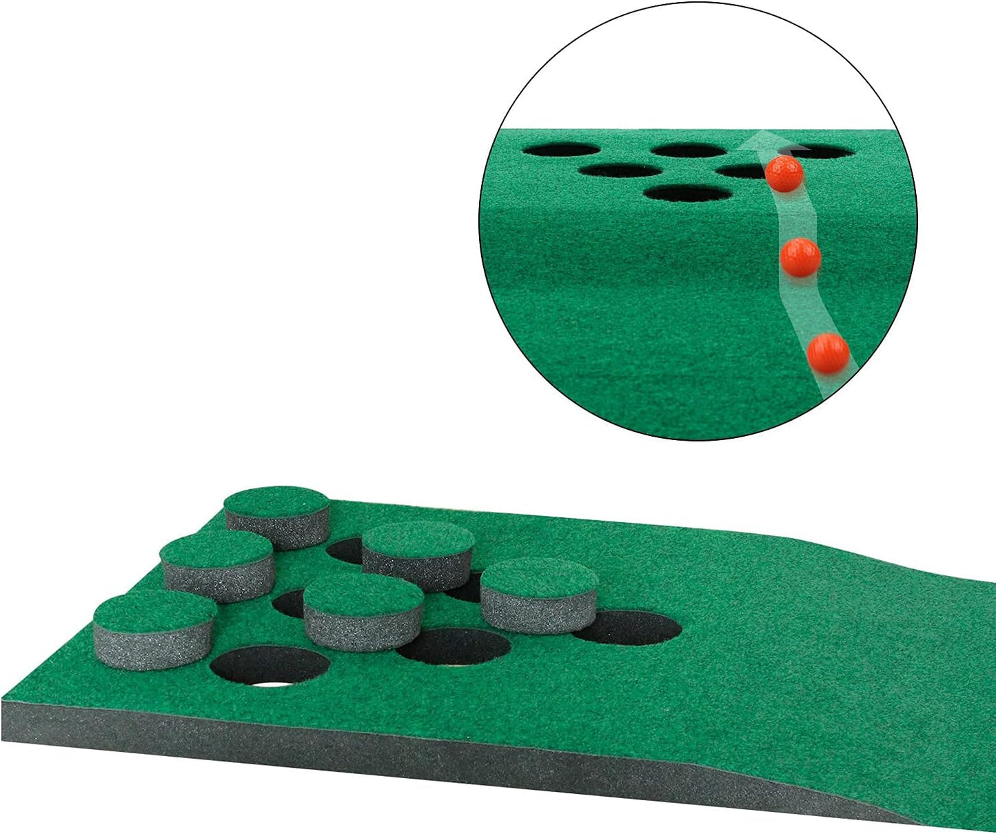 Crestgolf Mat Game Set Green Mat, Putting with 2 Adjustable Putters, 6 Golf Balls,12 Golf Hole Covers for Indoor&Outdoor Short Game Office Party Backyard Use