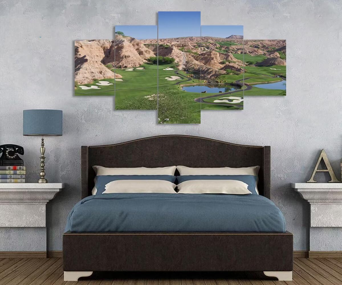 Wolf Creek Golf Course Canvas Wall Art for Living Room Bedroom Bathroom Home Decorations Golf Course Pictures Posters Wall Decor Framed Artwork Ready to Hang(60''W x 32''H)