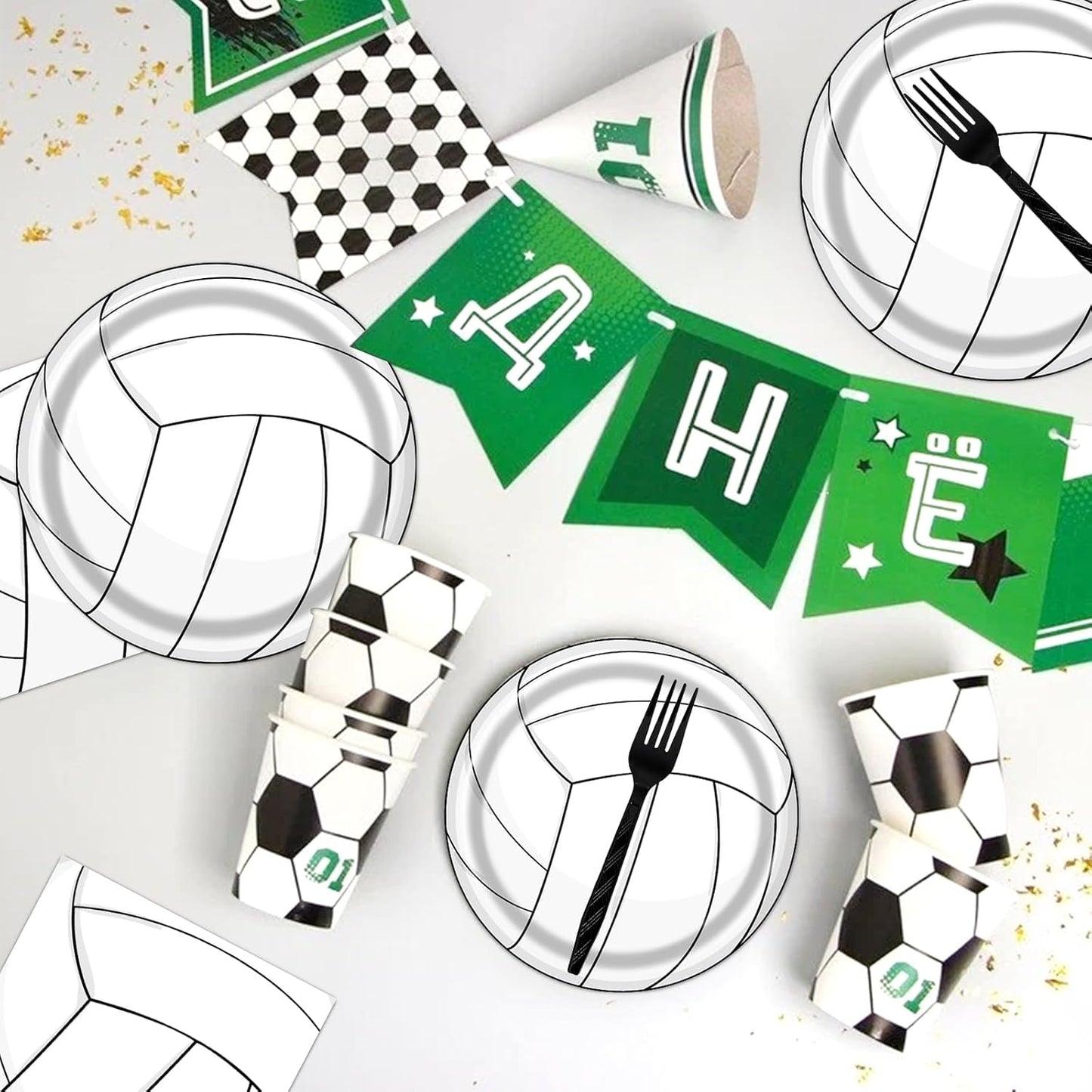 Rakuto Volleyball Party Tableware Decorations, 96PCS Volleyball Disposable Paper Plates Napkins Set, Sports Theme Birthday Baby Shower Supplies, Serve 24