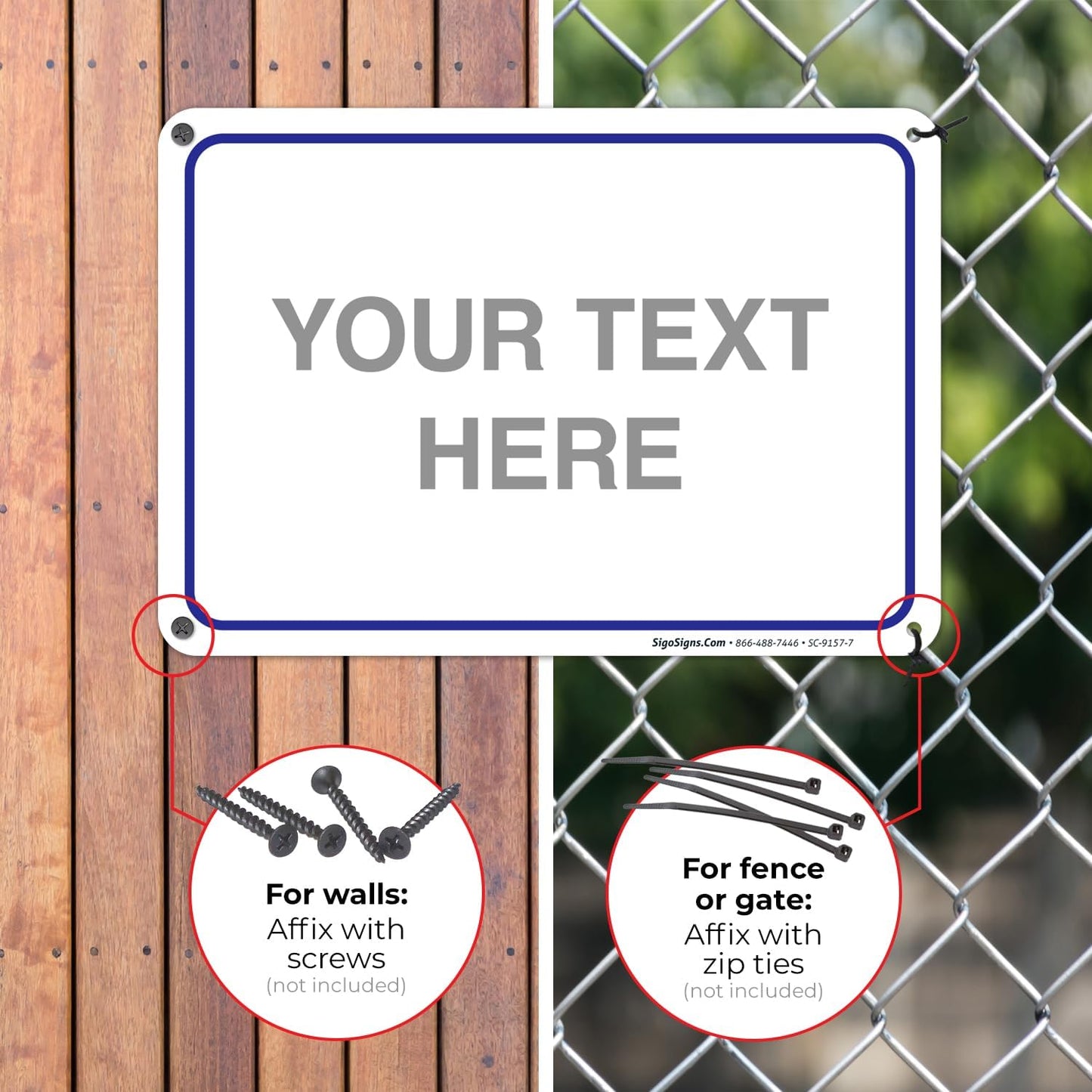 Custom Sign, Personalized Metal Signs, Customize for Office, Business, Workplace, Home, Airbnb, Delivery Blue Signs, 10x7 Inches, Rust Free .040 Aluminum, Fade Resistant, Made in USA by Sigo Signs