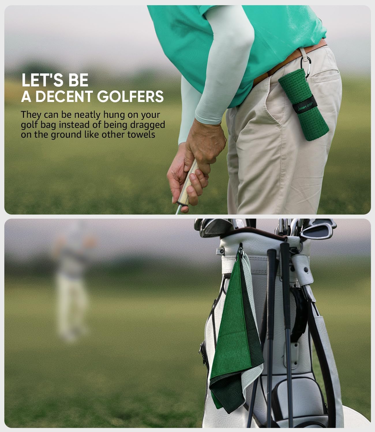 Pro Golf Towel Microfiber Golf Towel for Golf Bags (16" X 16") with Hook, Loop Fastener and Gift Box, Essentials Golf Accessories for Men, Golf Gifts for Men/Women